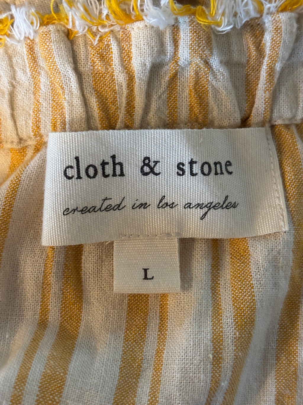 Cloth & Stone Strapless Stripe Mini Dress | Golden Yellow & Cream | Size L | Like New
