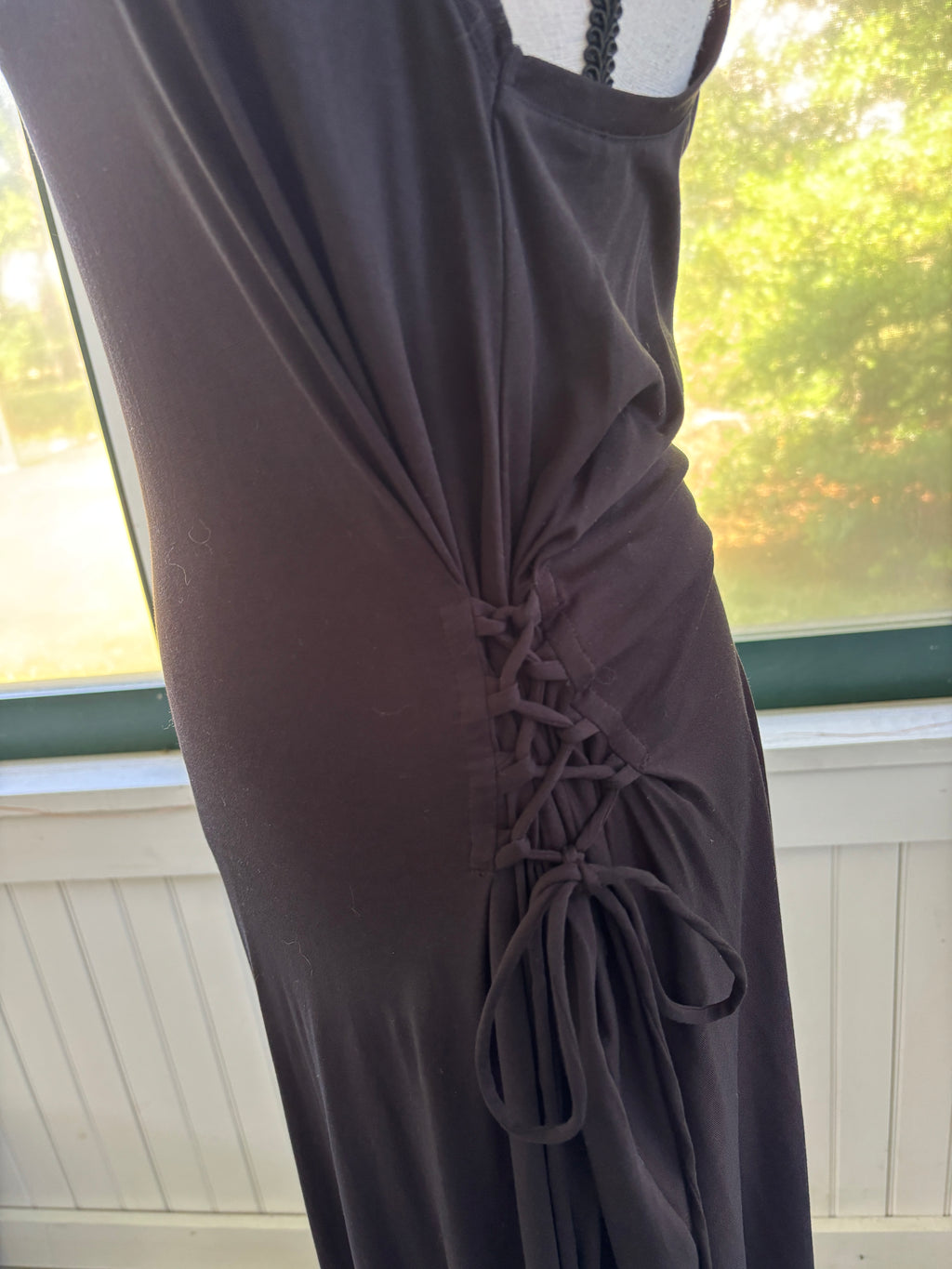 rag & bone Black Lace-Up Side Maxi Dress | Lyocell Cotton | Size S Petite | Like New