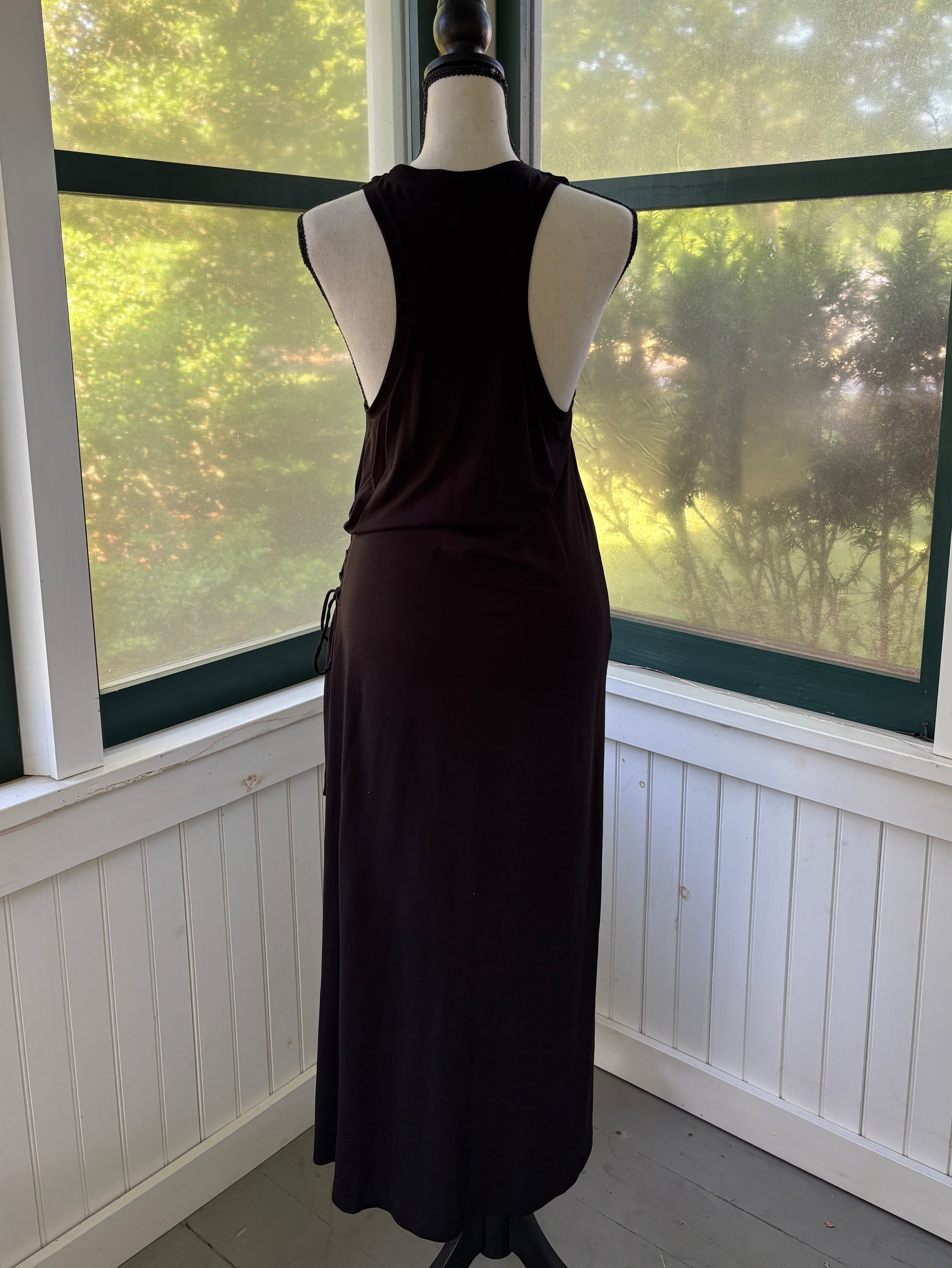 rag & bone Black Lace-Up Side Maxi Dress | Lyocell Cotton | Size S Petite | Like New