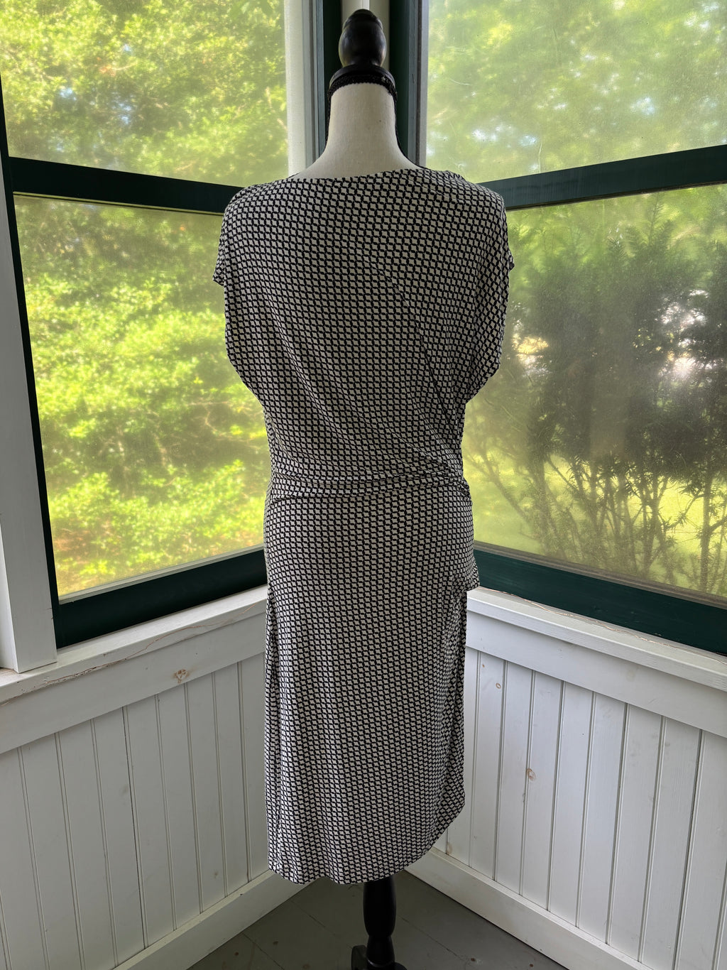 CAbi Monroe Dress | Black & Cream Geometric Print | Size M | Like New