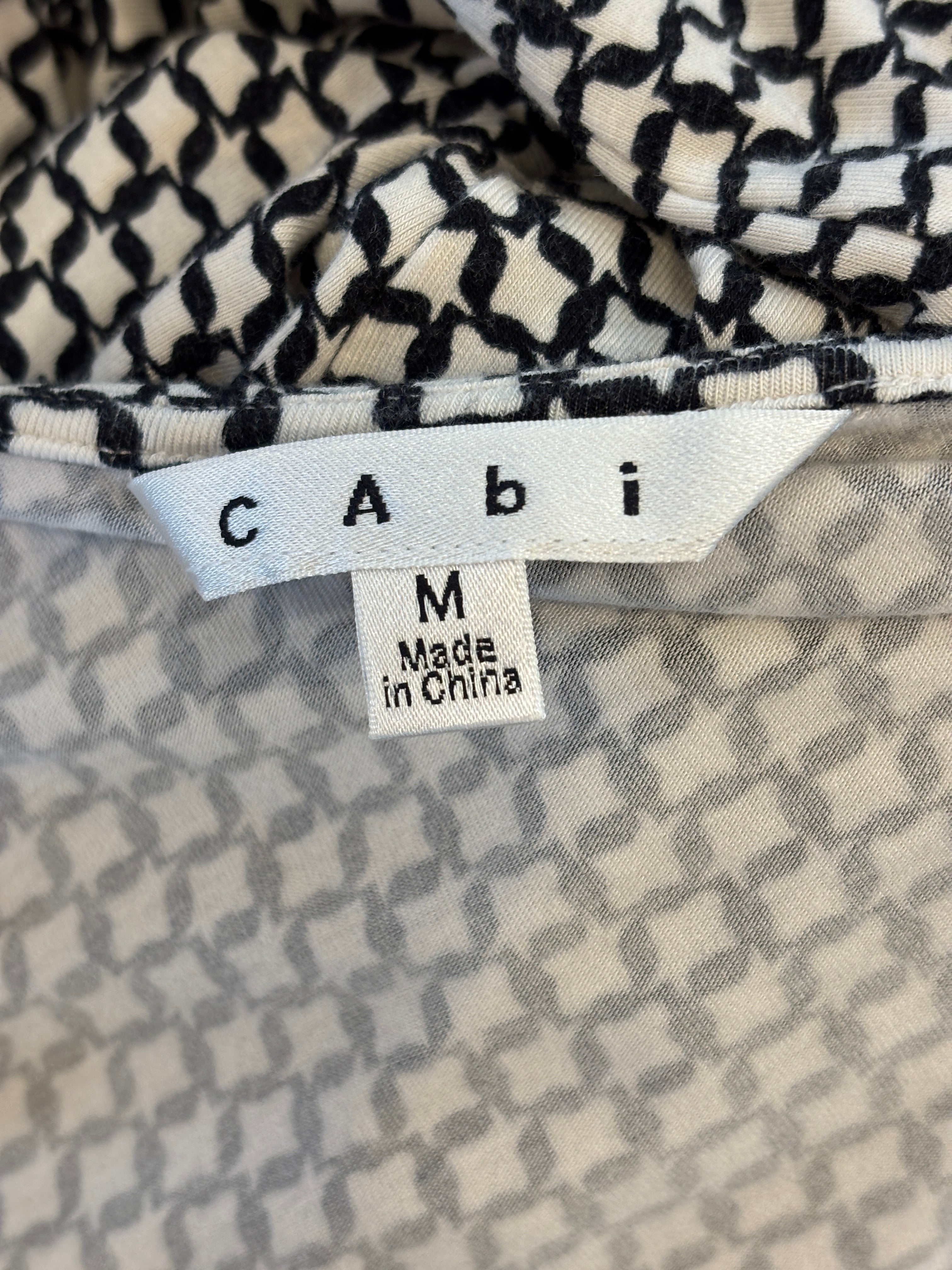 CAbi Monroe Dress | Black & Cream Geometric Print | Size M | Like New