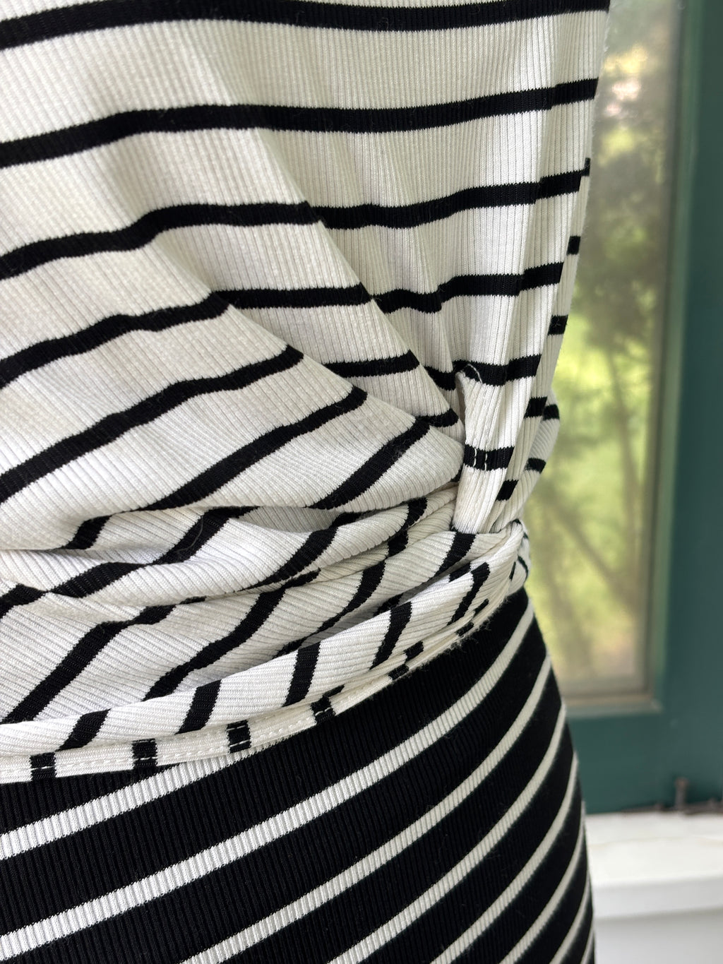 Bailey/44 Black & White Stripe Twist-Knot Midi Dress | Size M | Like New