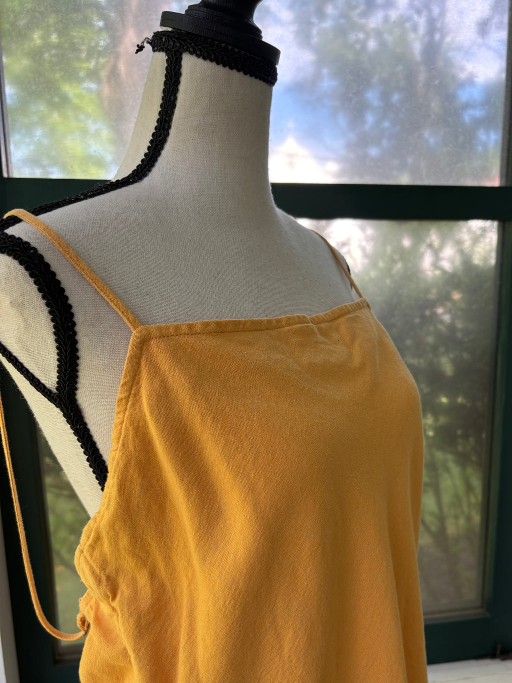 Abercrombie & Fitch Linen Blend Mini Dress | Marigold | Adjustable Straps | Size XL | Like New