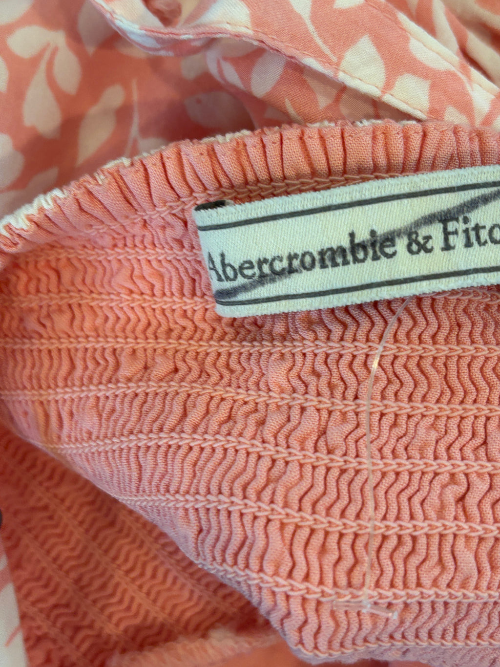 Abercrombie & Fitch Floral Mini Dress | Coral Pink | Smocked Back | Size XL | Like New