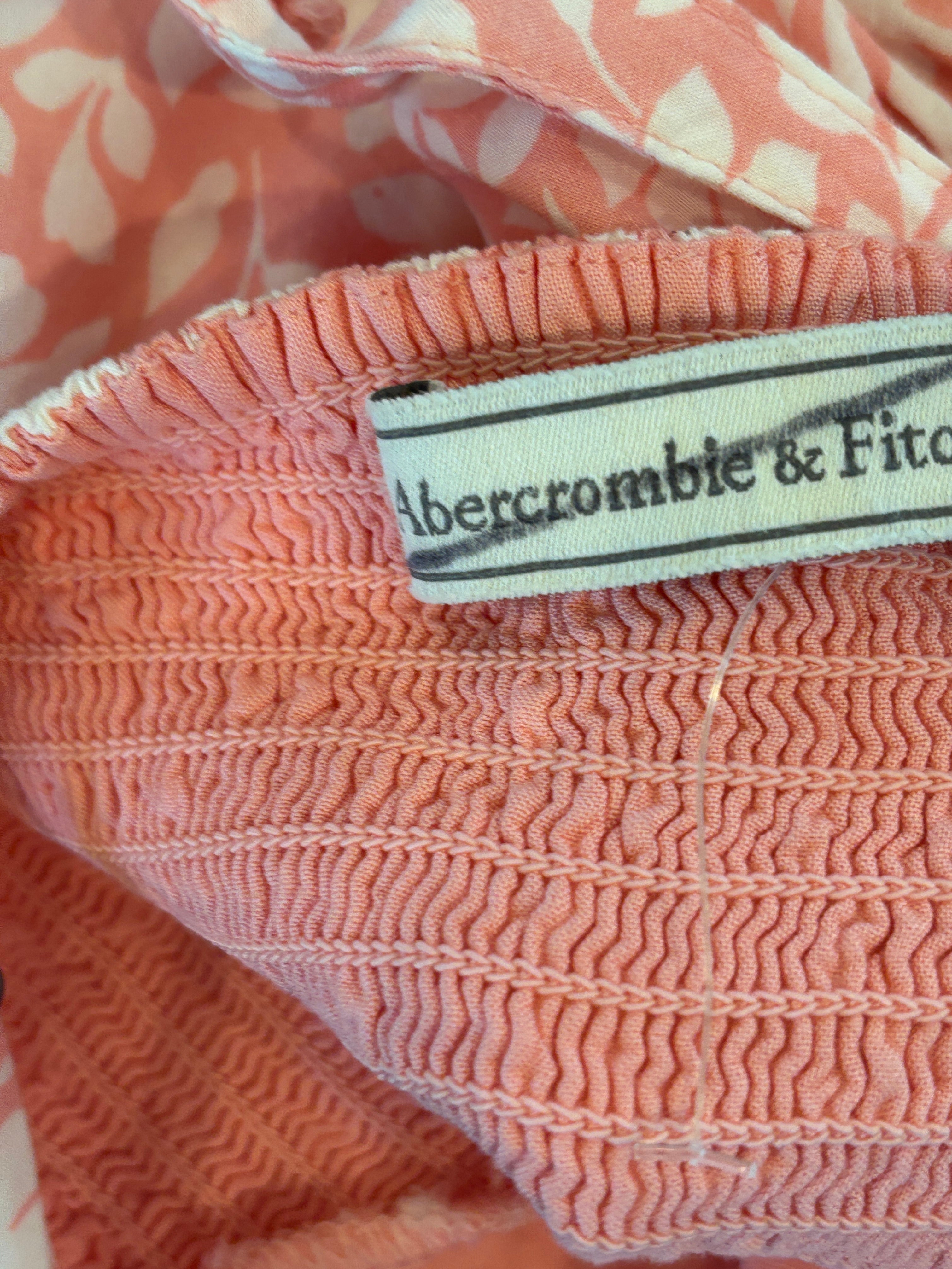 Abercrombie & Fitch Floral Mini Dress | Coral Pink | Smocked Back | Size XL | Like New