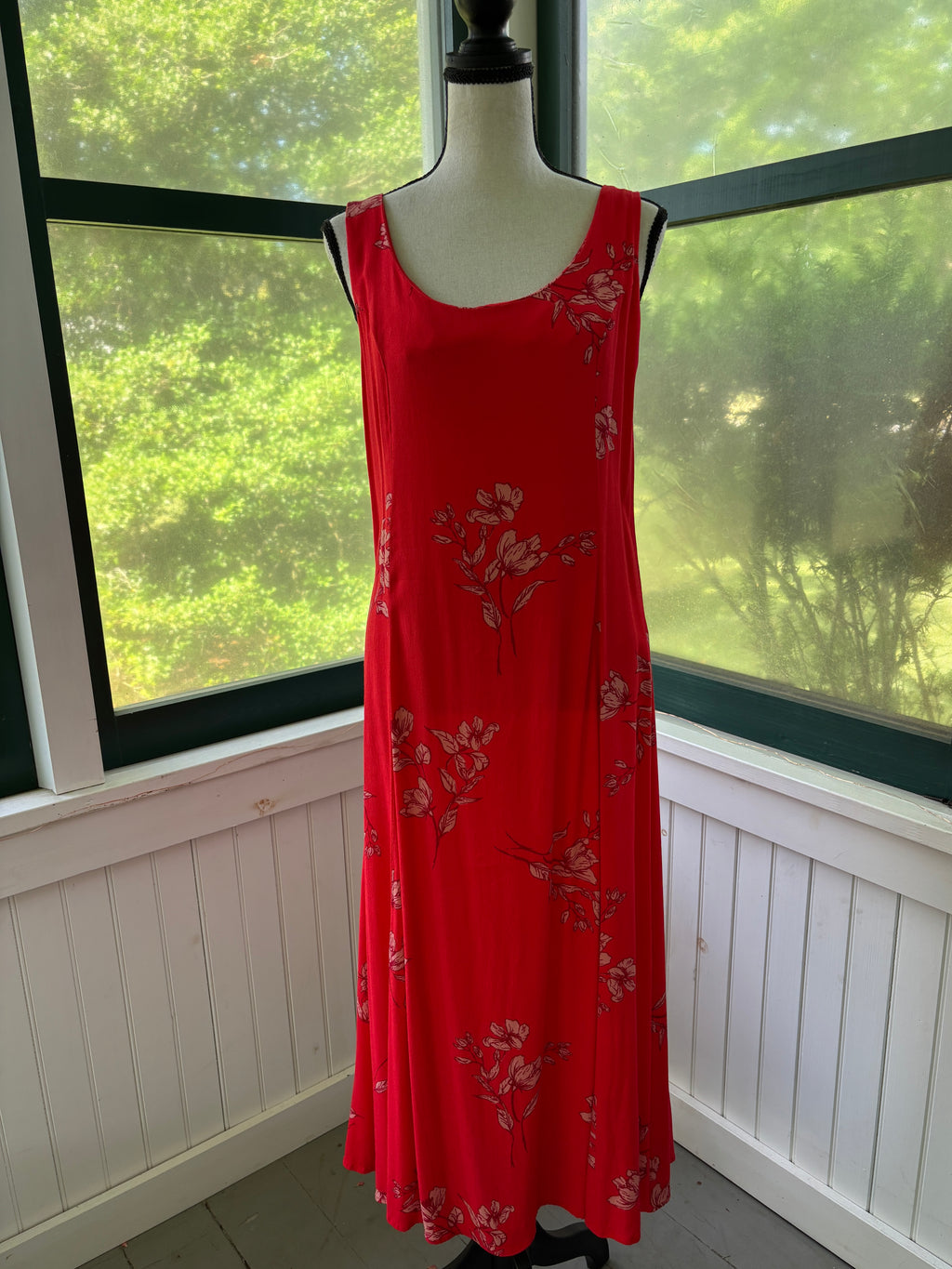 Dress Forum Los Angeles Maxi Dress | Red Floral Tie-Back | Size L | Like New
