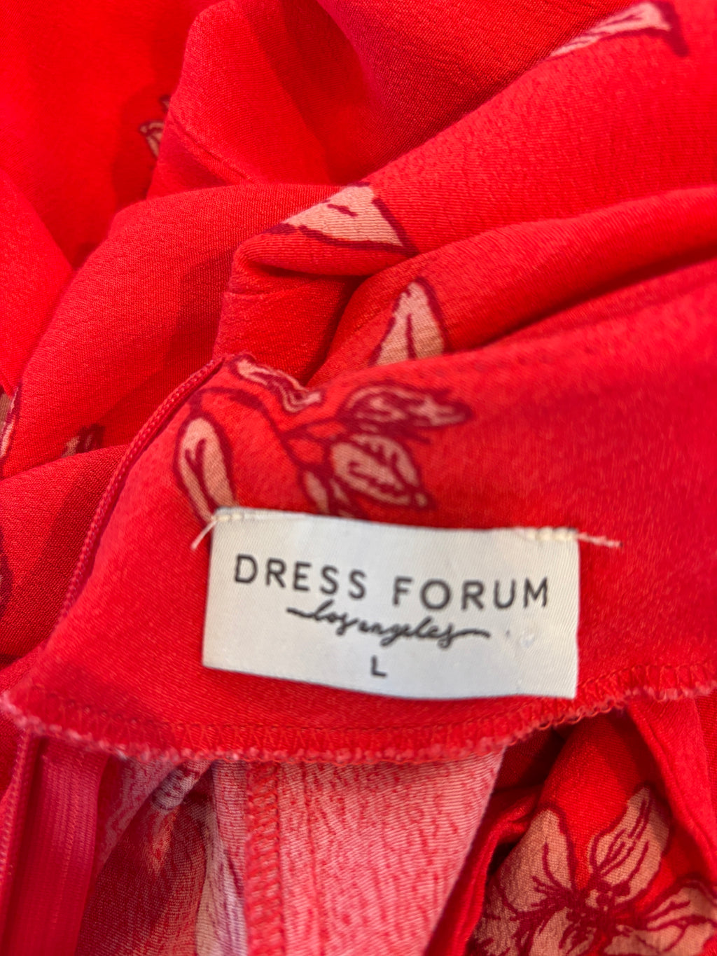 Dress Forum Los Angeles Maxi Dress | Red Floral Tie-Back | Size L | Like New