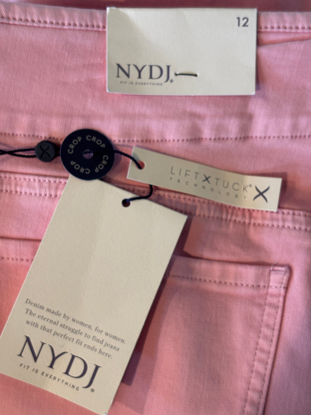 NYDJ Chloe Capri Jeans | Pink Aphrodite, Hollywood Waistband & Slits | Size 12 | New with Tags