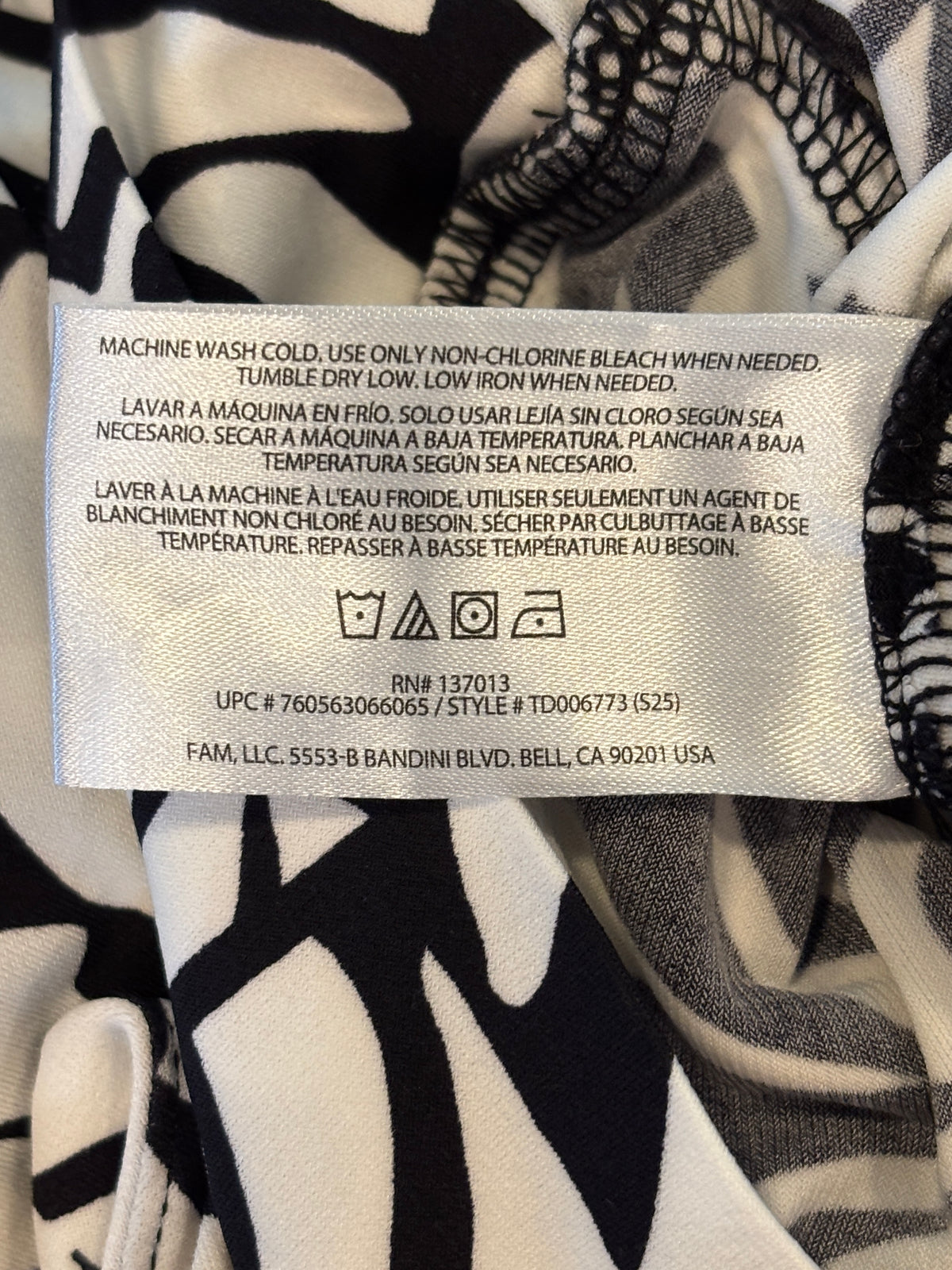 Three Dots Wide-Leg Pull-On Pants | Black & White Leaf Print | Size XL | New with Tags