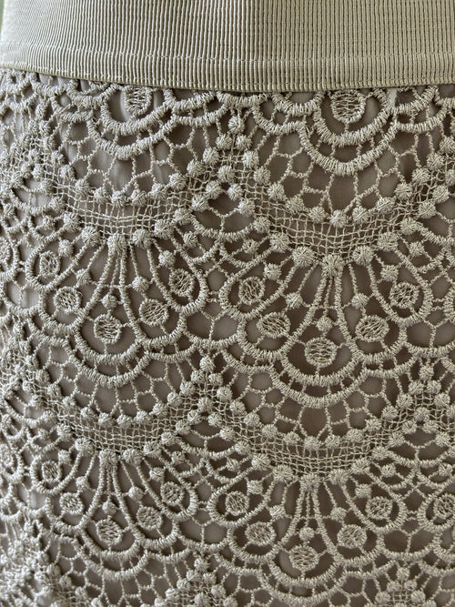 Ann Taylor Metallic Lace Pencil Skirt | Ivory, Scallop Hem | Size 14 | New with Tags