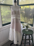 Saylor White Circle Lace & Eyelet Halter Maxi Dress | Size L/XL | Like New