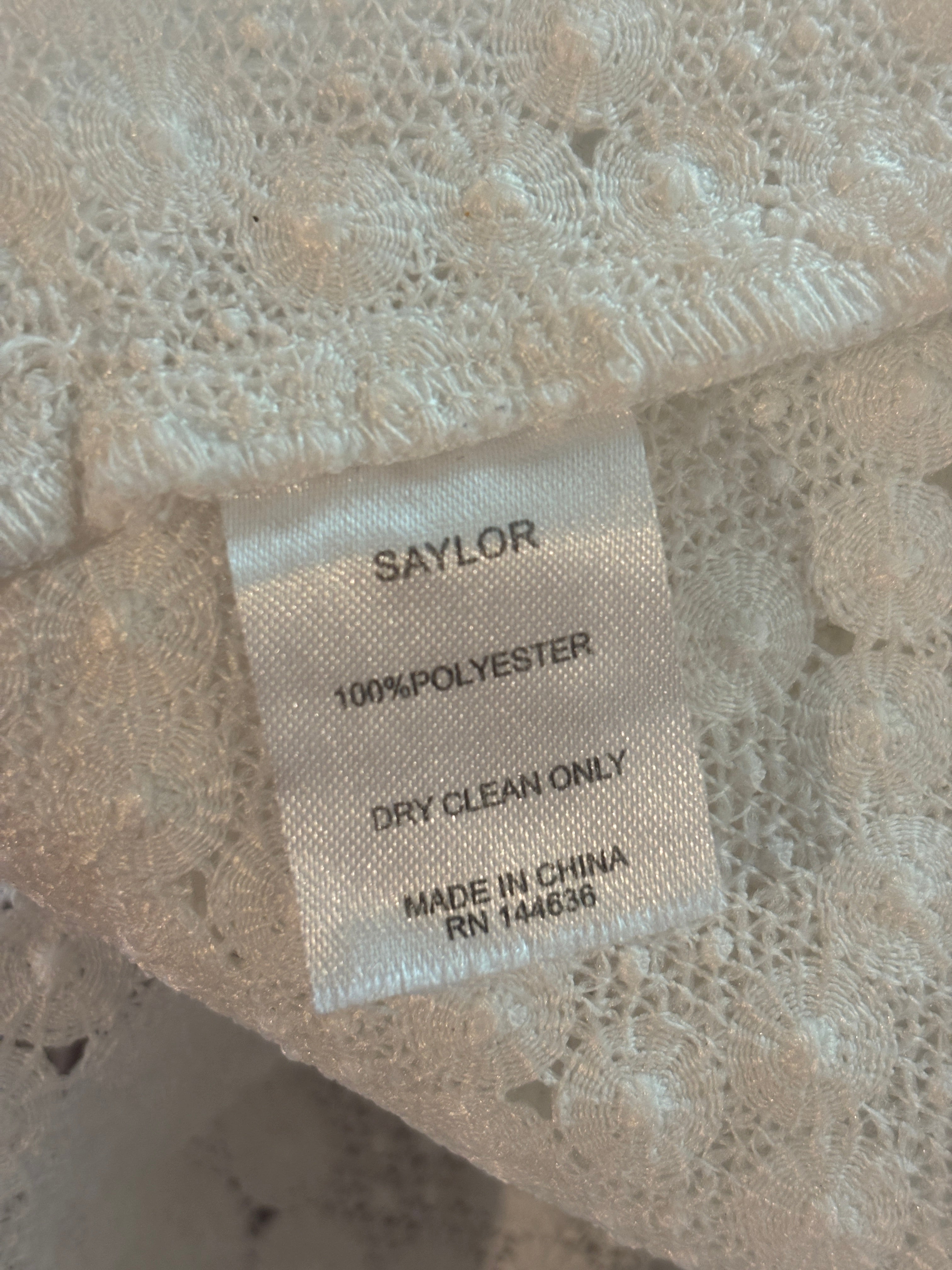 Saylor White Circle Lace & Eyelet Halter Maxi Dress | Size L/XL | Like New