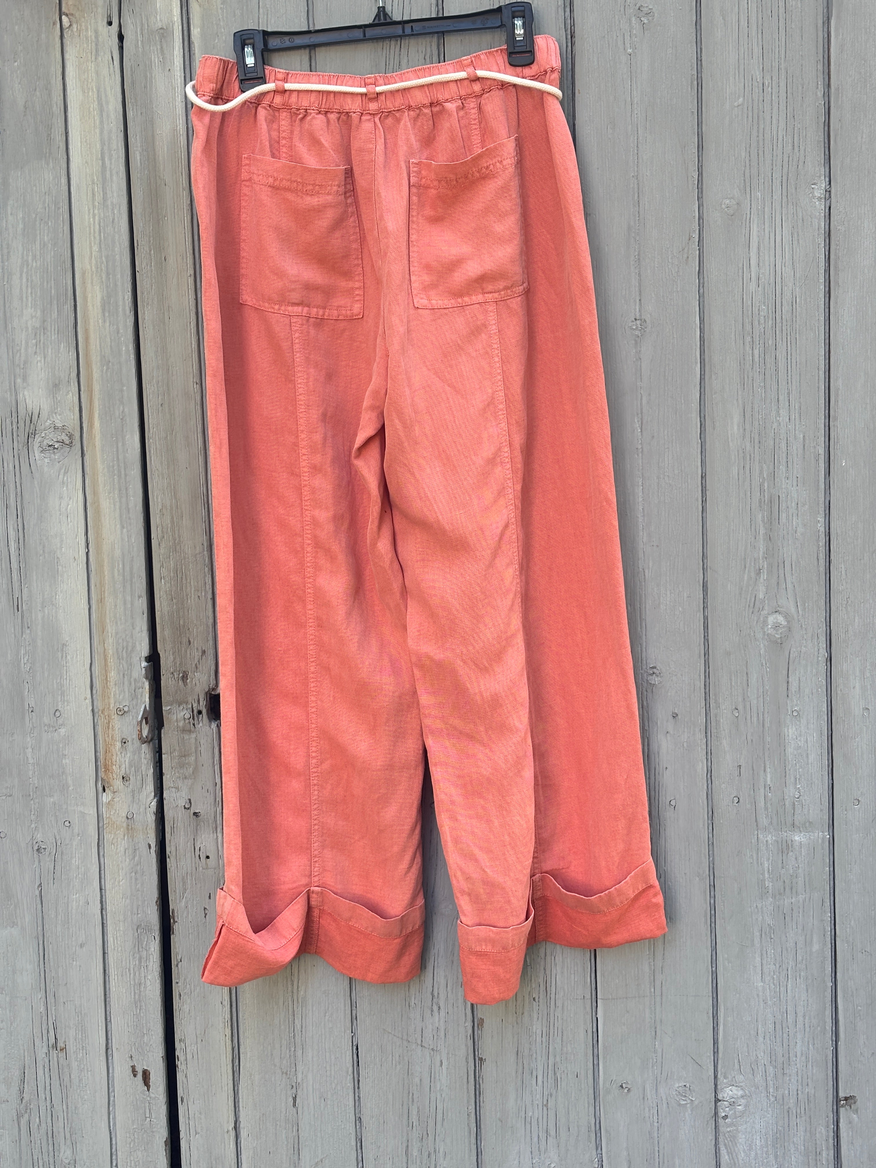 Calypso St. Barth Wide-Leg Linen Pants | Terracotta | Size M | Like New