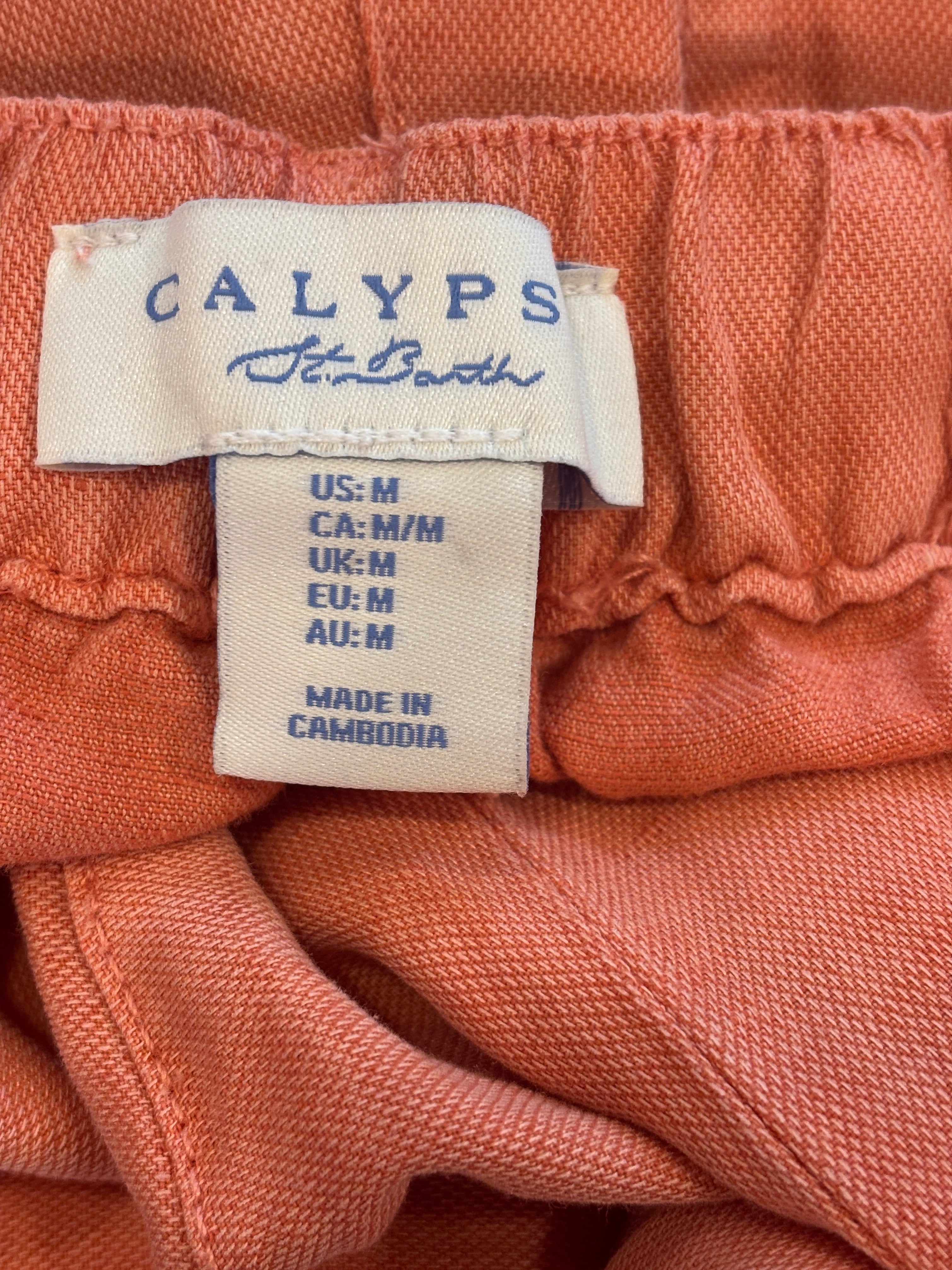 Calypso St. Barth Wide-Leg Linen Pants | Terracotta | Size M | Like New