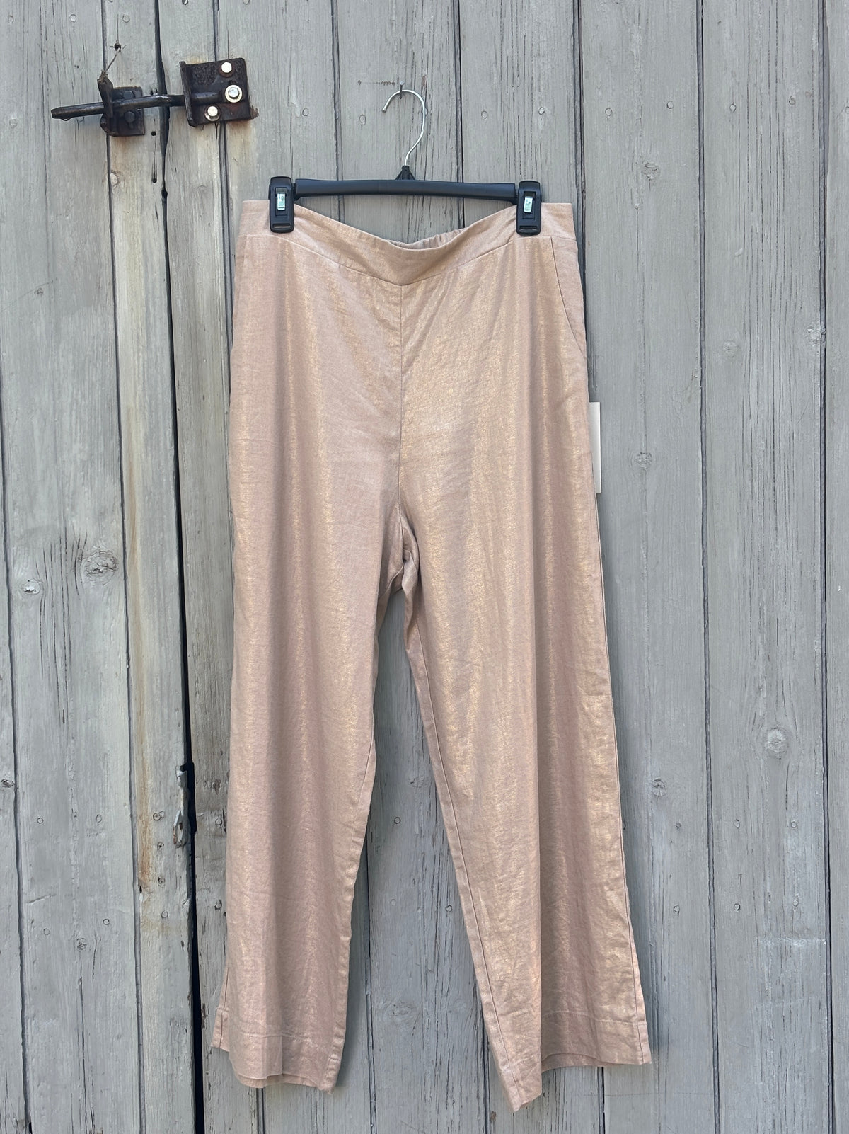 Joie Metallic Linen Wide-Leg Pants | Rose Gold | Size L | New with Tags