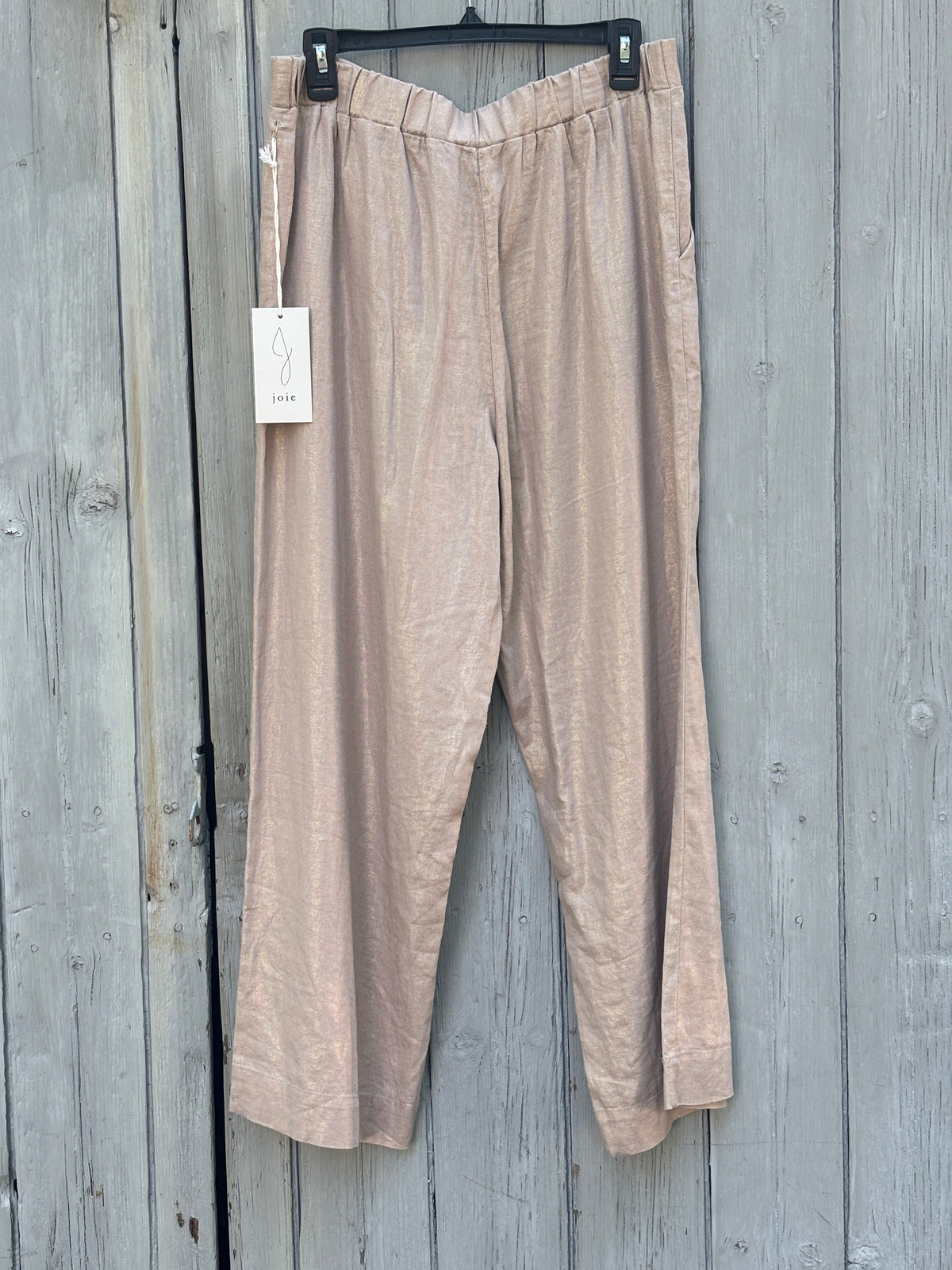 Joie Metallic Linen Wide-Leg Pants | Rose Gold | Size L | New with Tags