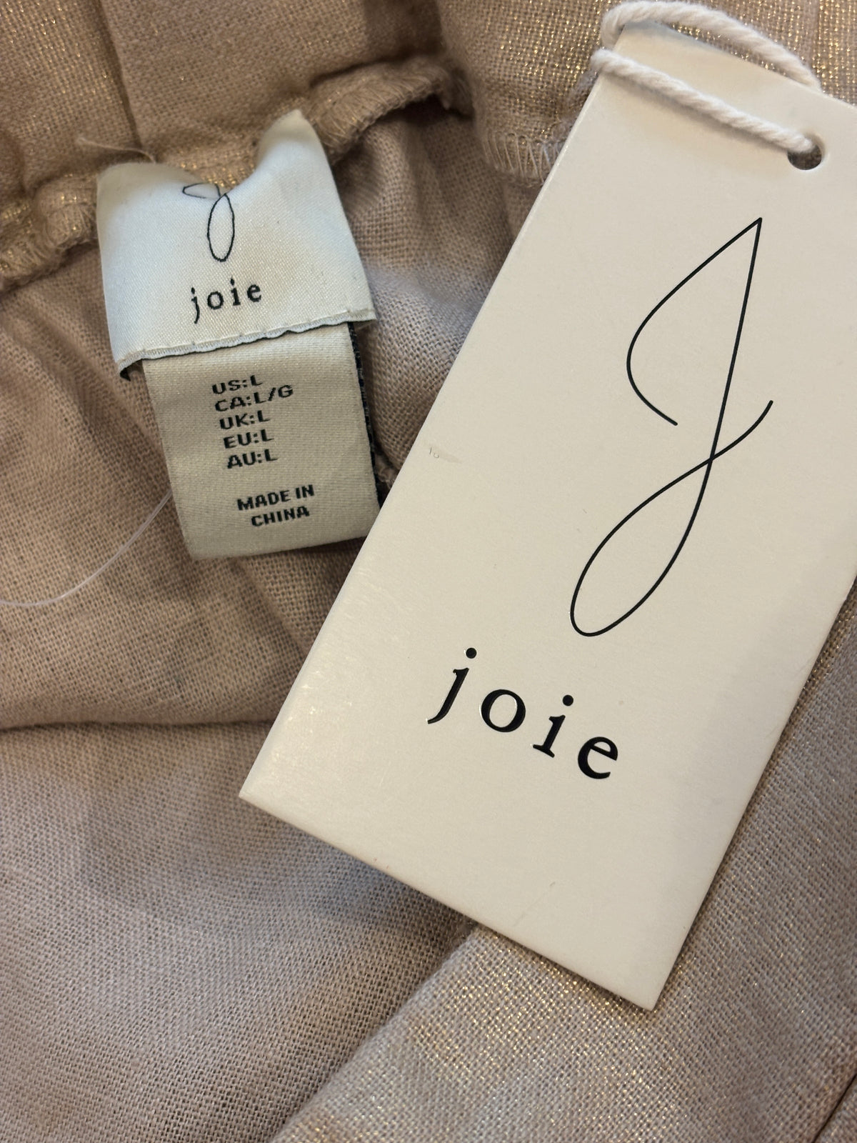 Joie Metallic Linen Wide-Leg Pants | Rose Gold | Size L | New with Tags