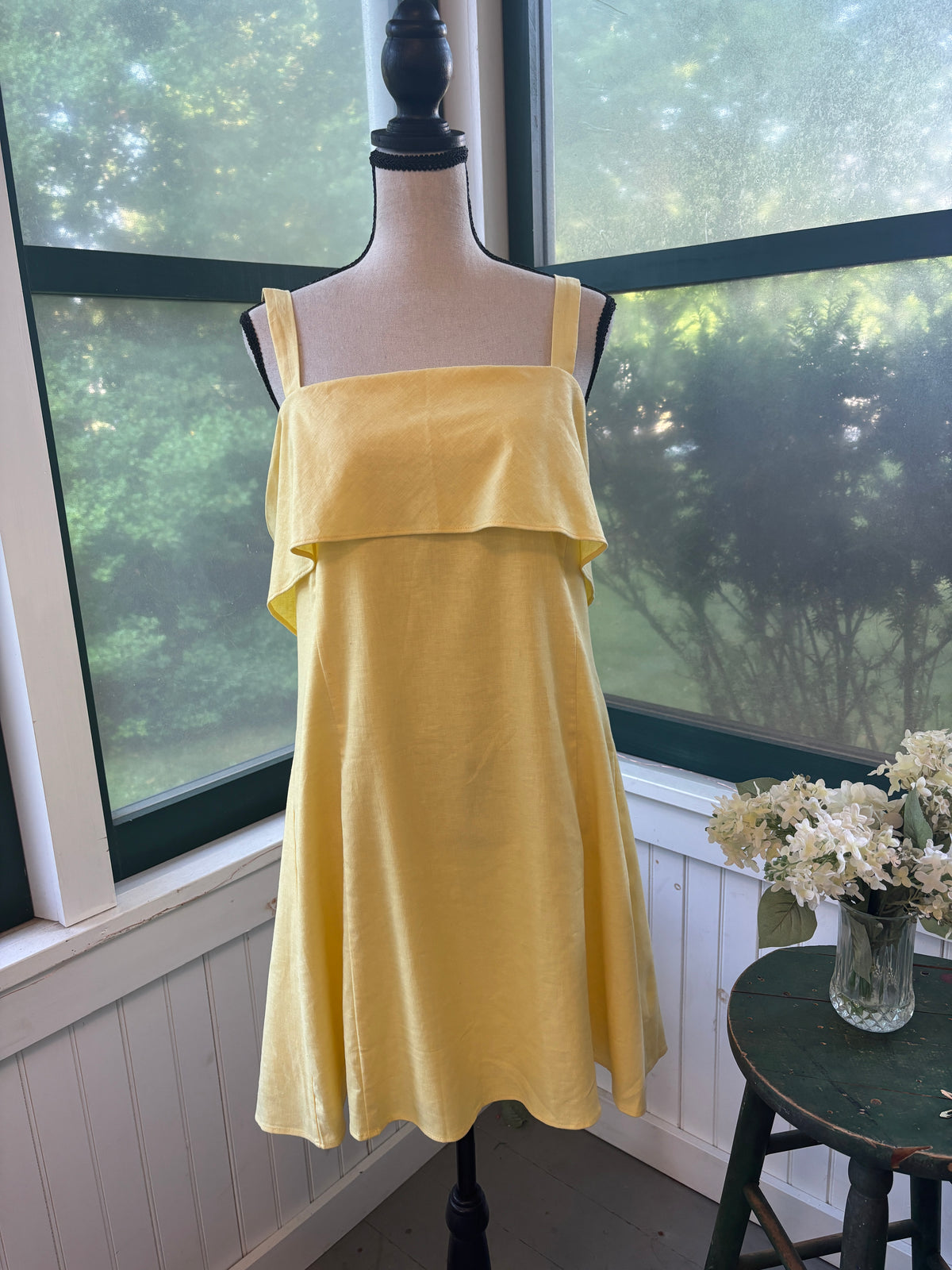 Banana Republic Linen Blend Flounce Mini Dress | Butter Yellow | Size 14 | New with Tags