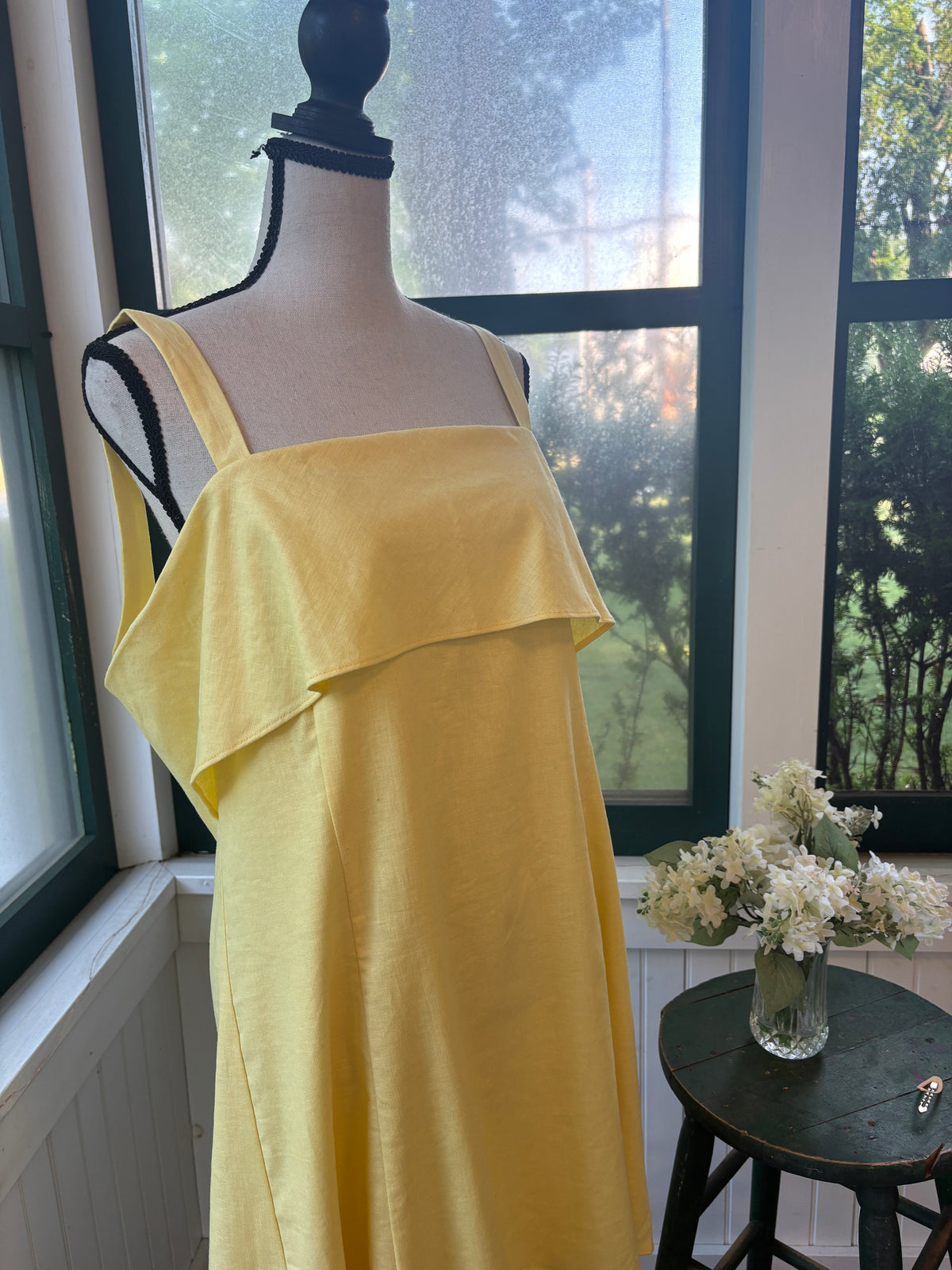 Banana Republic Linen Blend Flounce Mini Dress | Butter Yellow | Size 14 | New with Tags