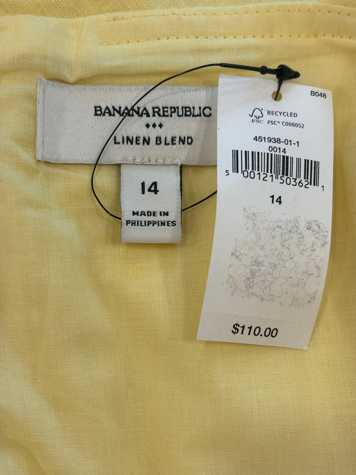 Banana Republic Linen Blend Flounce Mini Dress | Butter Yellow | Size 14 | New with Tags