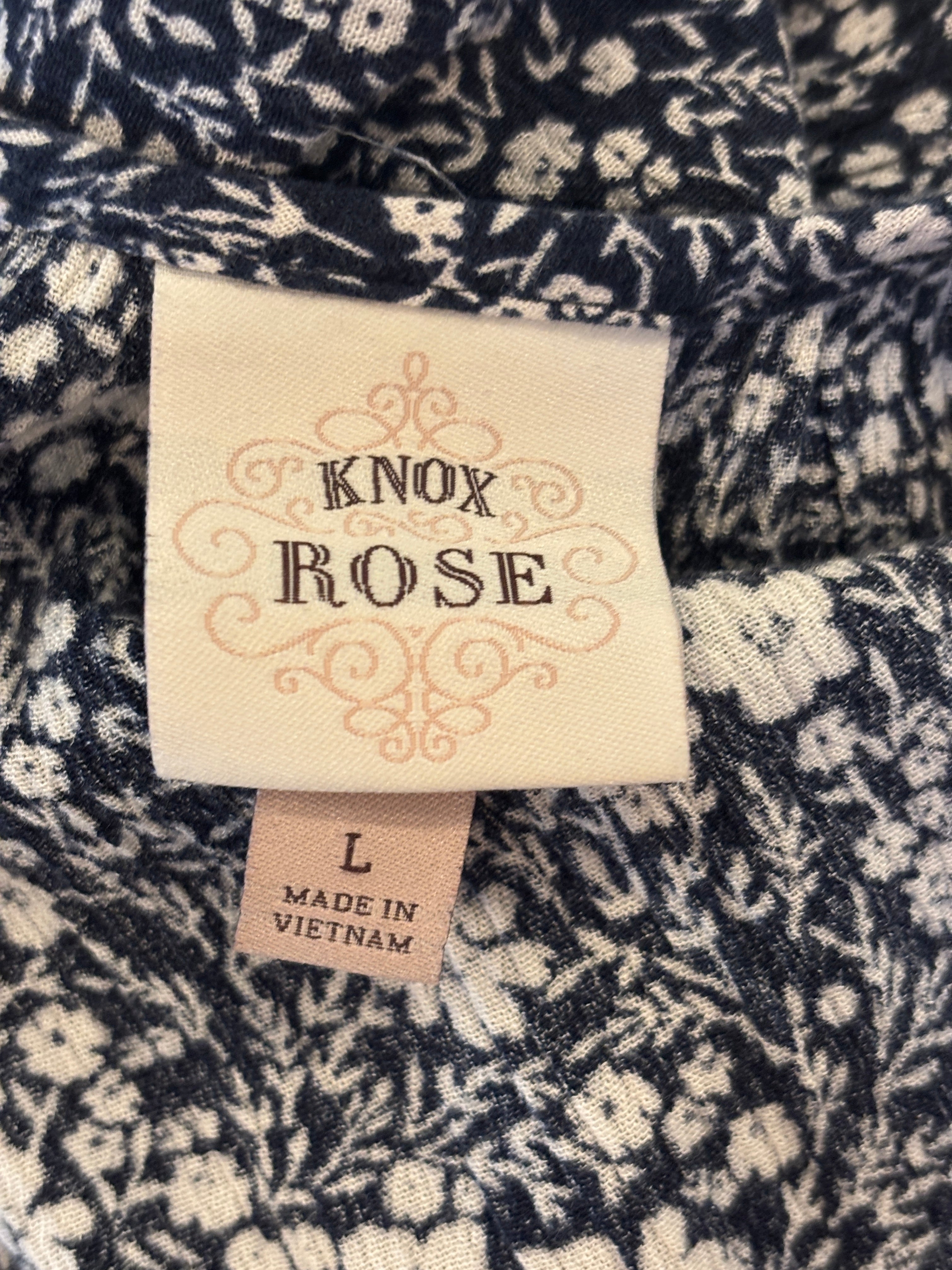 Knox Rose Tiered Flutter Sleeve Midi Dress | Navy Ditsy Floral | Size L | Like New
