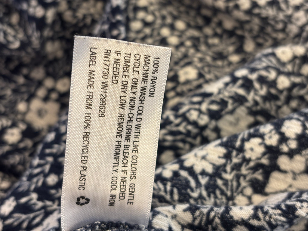 Knox Rose Tiered Flutter Sleeve Midi Dress | Navy Ditsy Floral | Size L | Like New