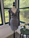 Free People Ruffle V-Neck Floral Mini Dress | Periwinkle Blue | Size 6 | Like New