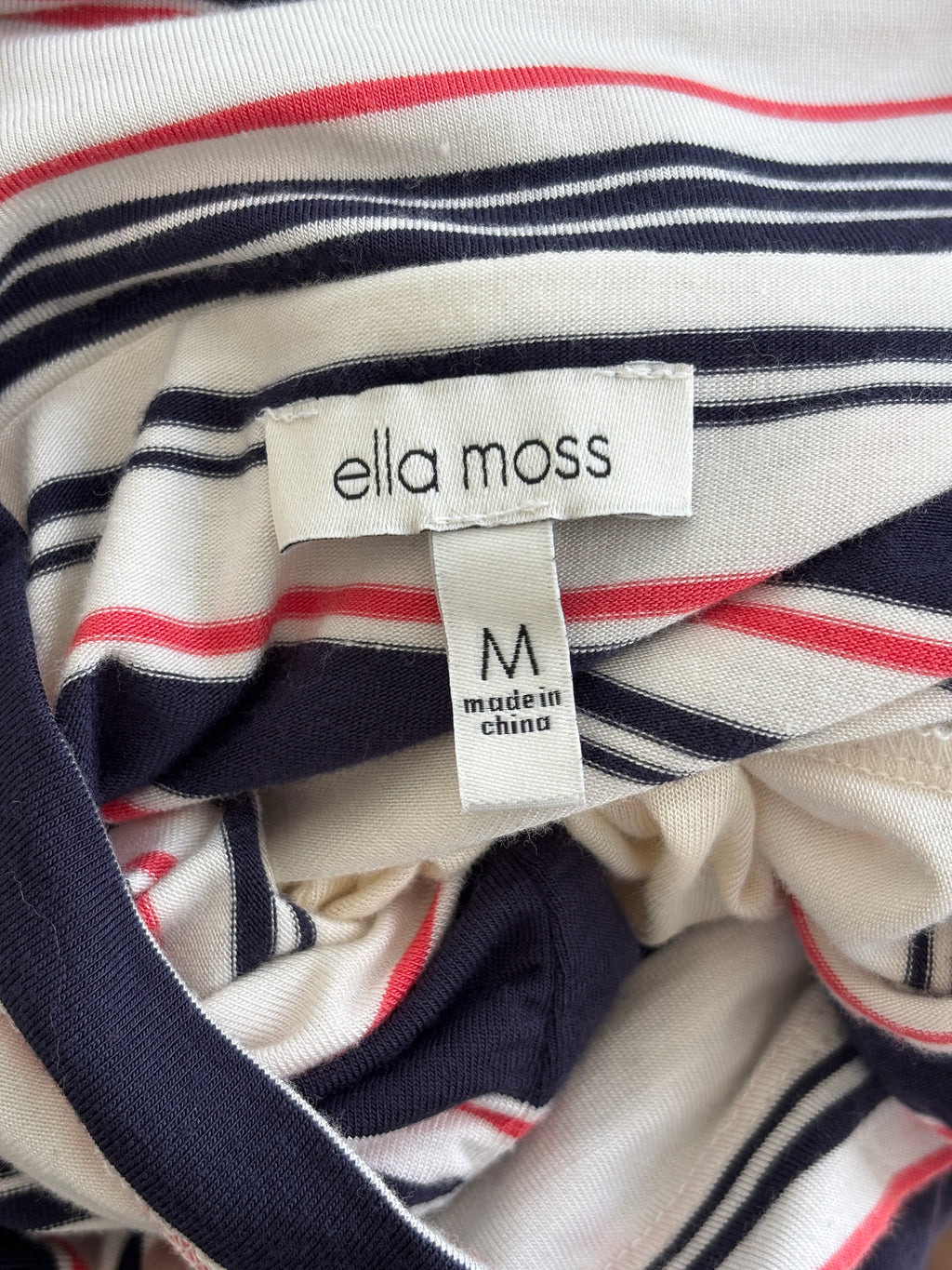 Ella Moss Striped Off-Shoulder Midi Dress | Navy, Red & White | Size M | Like New