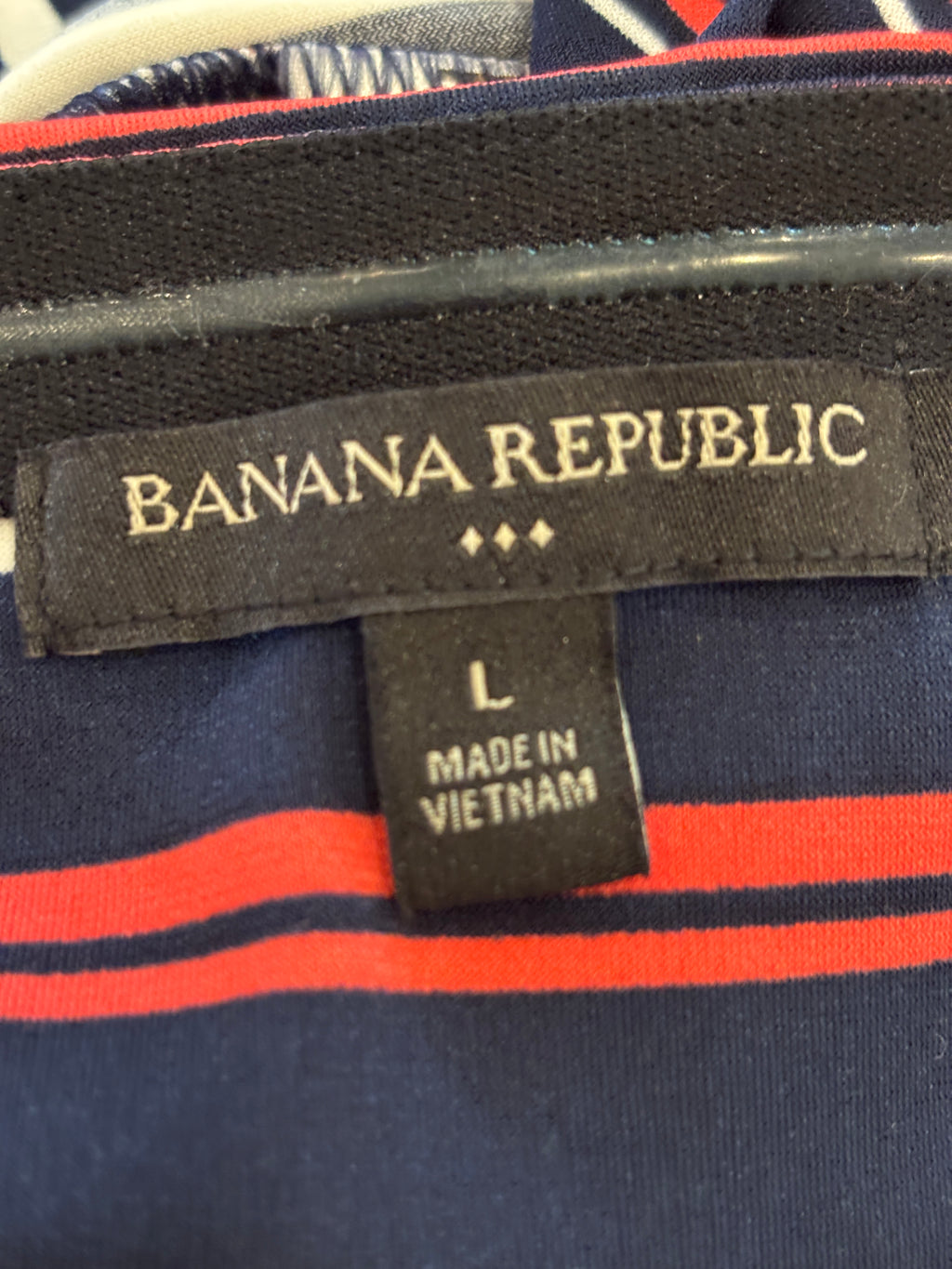 Banana Republic Striped Strapless Maxi Dress | Navy, Red & White | Size L | Like New