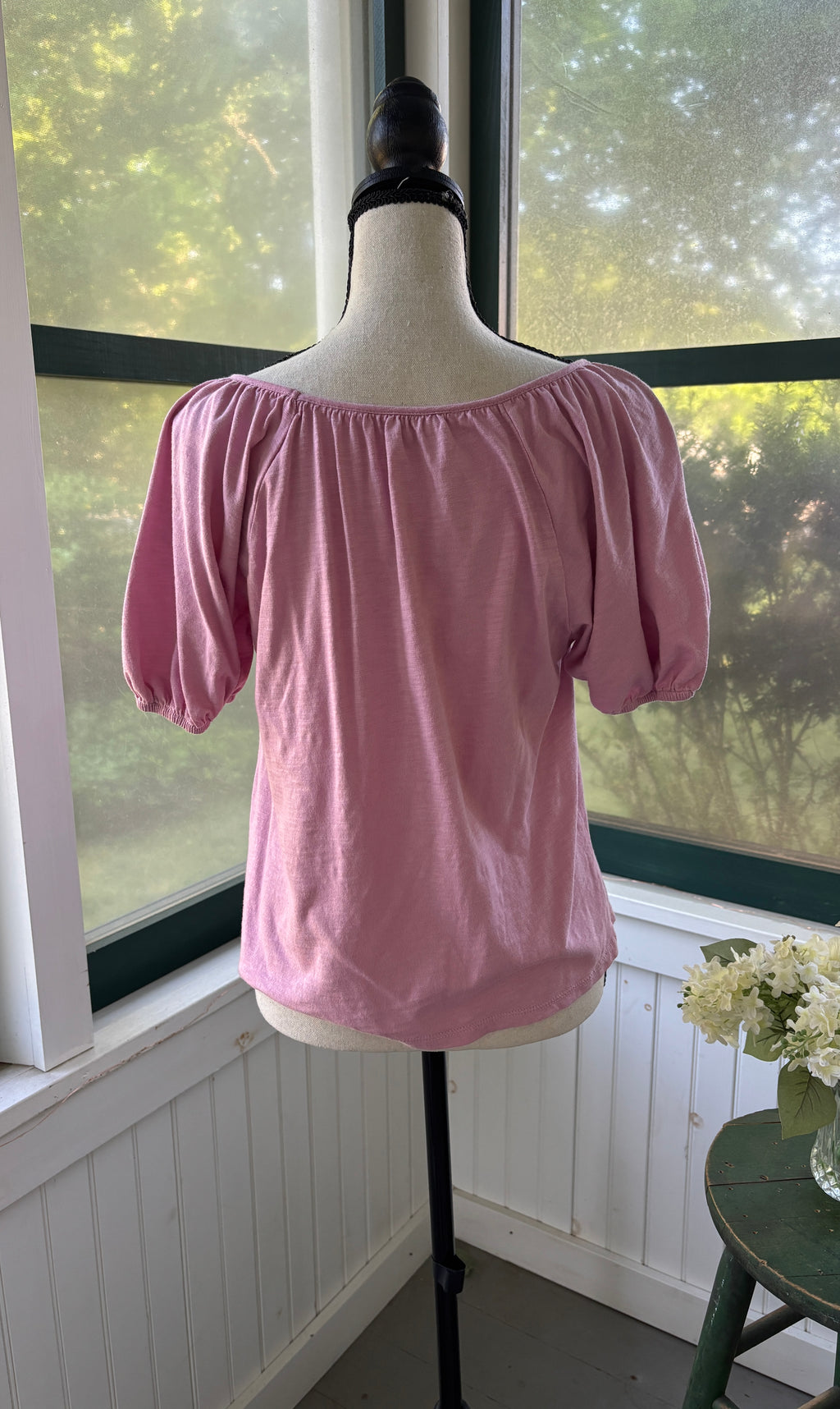Boden Mauve Puff Sleeve Scoop Neck Top | Size US 4 | Like New