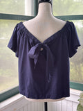Banana Republic Navy Off-Shoulder Tie-Back Flutter Sleeve Top | Size M | Like New
