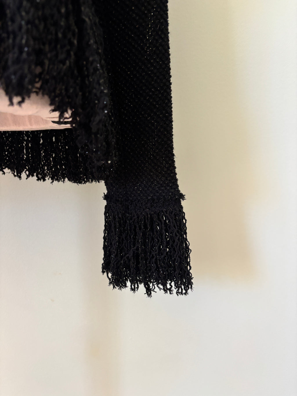Zara Studio Black Fringe Trim Sweater Small NWT