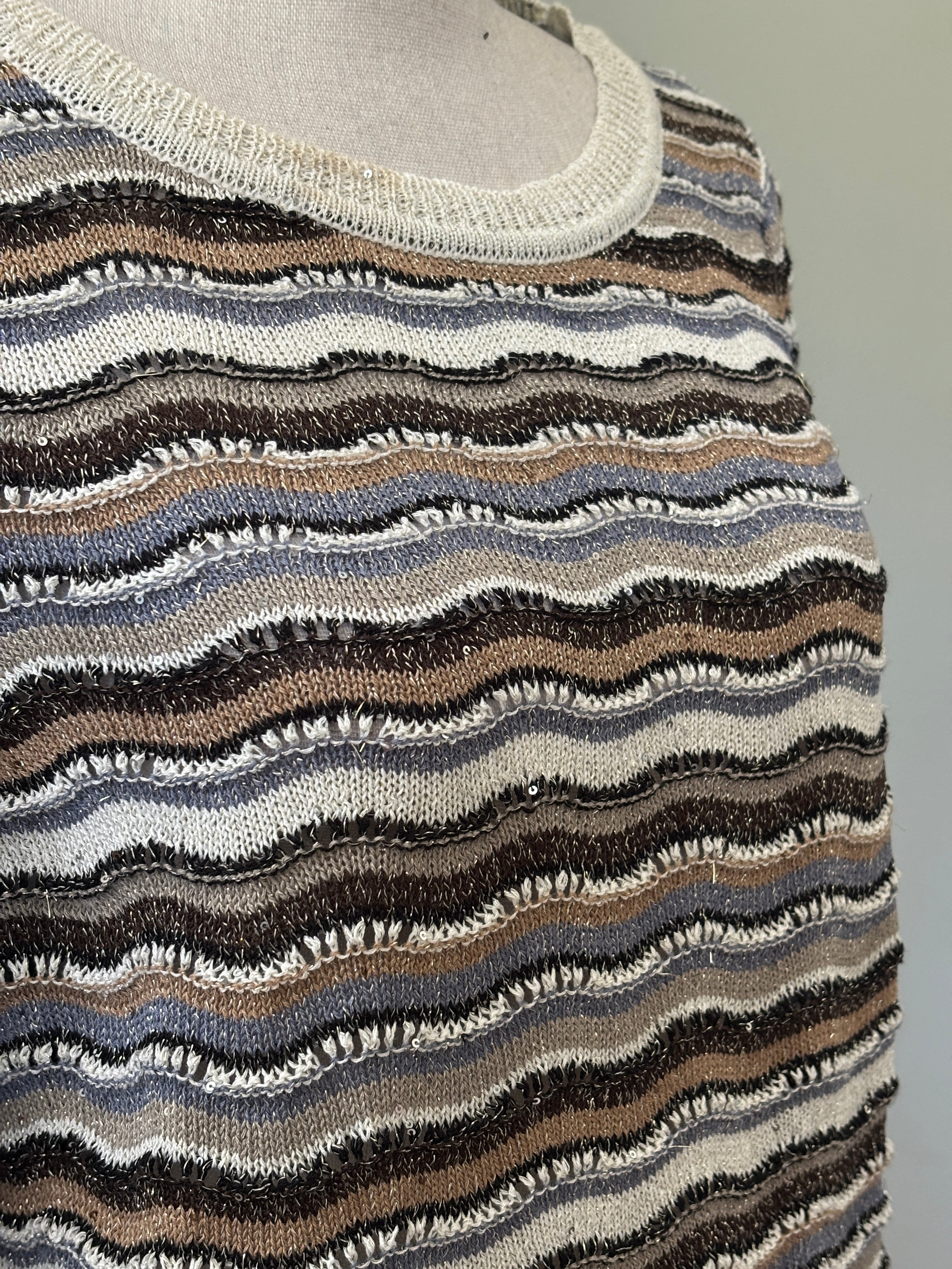 FDJ Soho Stripe Wave Knit Sweater Medium NWT