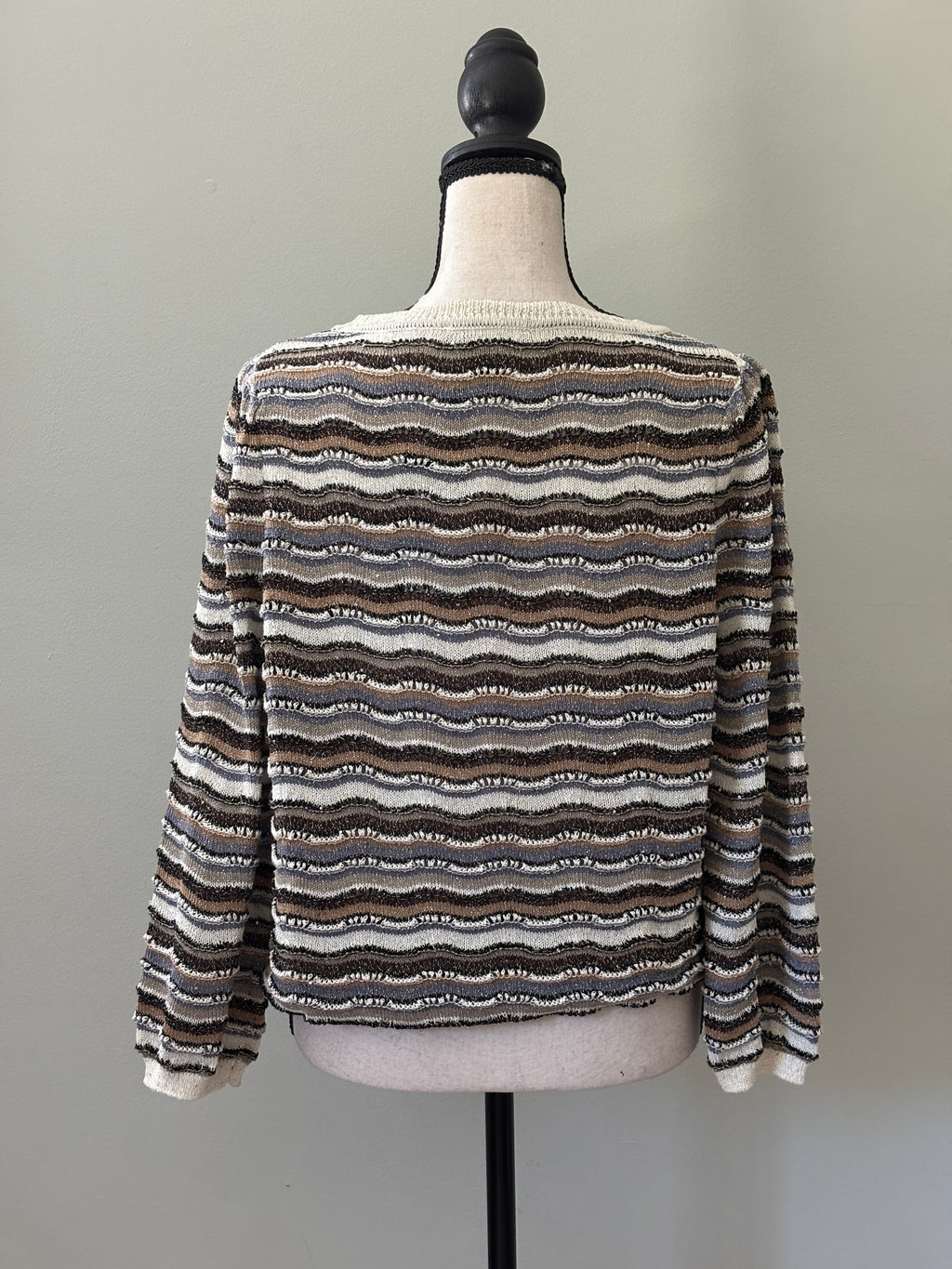 FDJ Soho Stripe Wave Knit Sweater Medium NWT