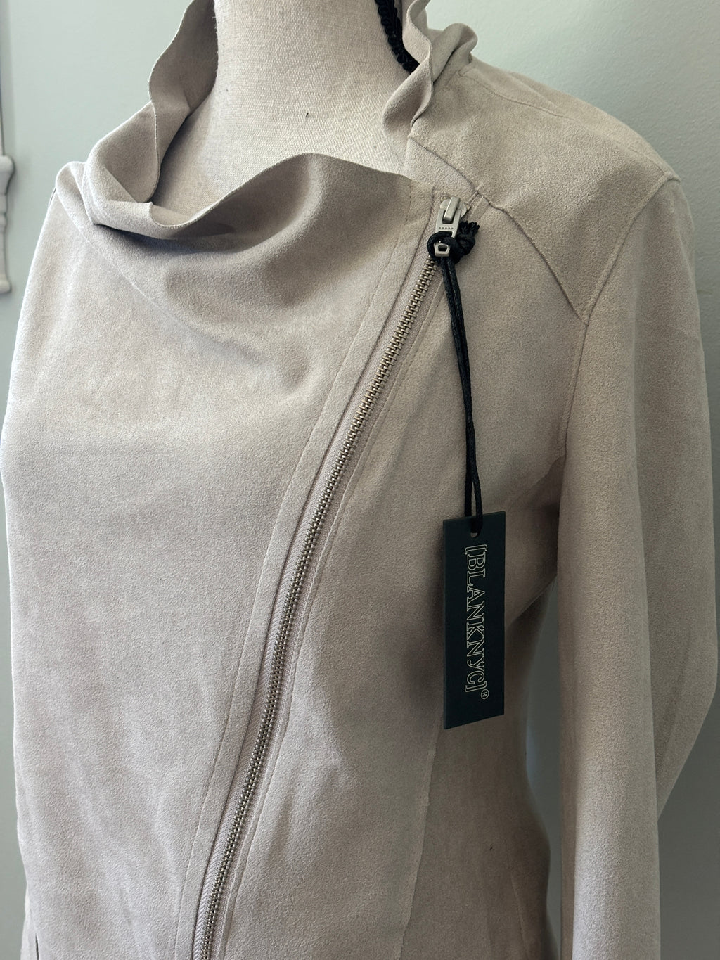 BLANKNYC Faux Suede Asymmetrical Zip Moto Jacket Extra Small  NWT
