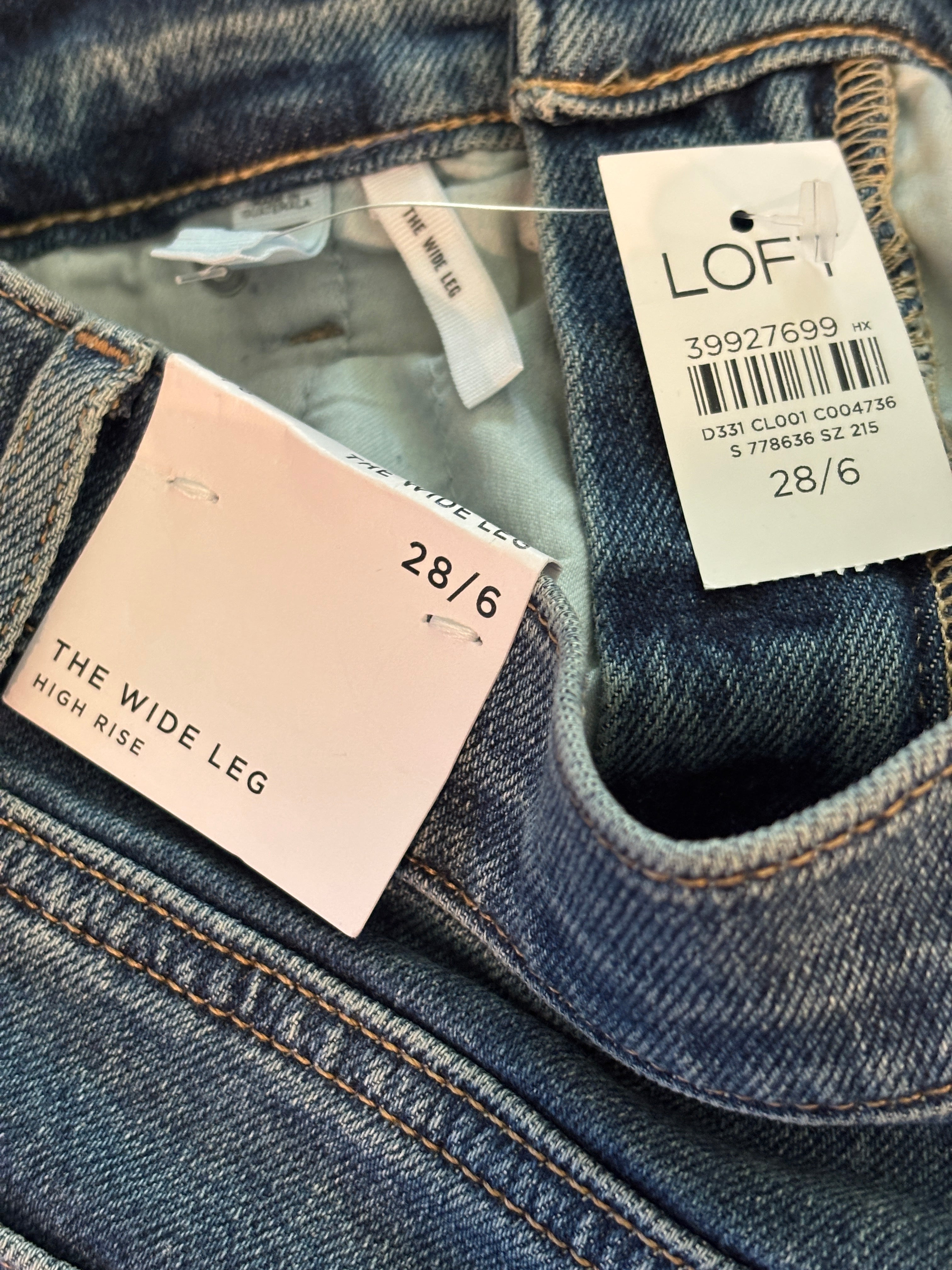 LOFT "The Wide Leg" High Rise Jeans 28/6 NWT