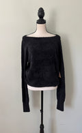 Happily Grey Boat-Neck Fuzzy Sweater Large NWT