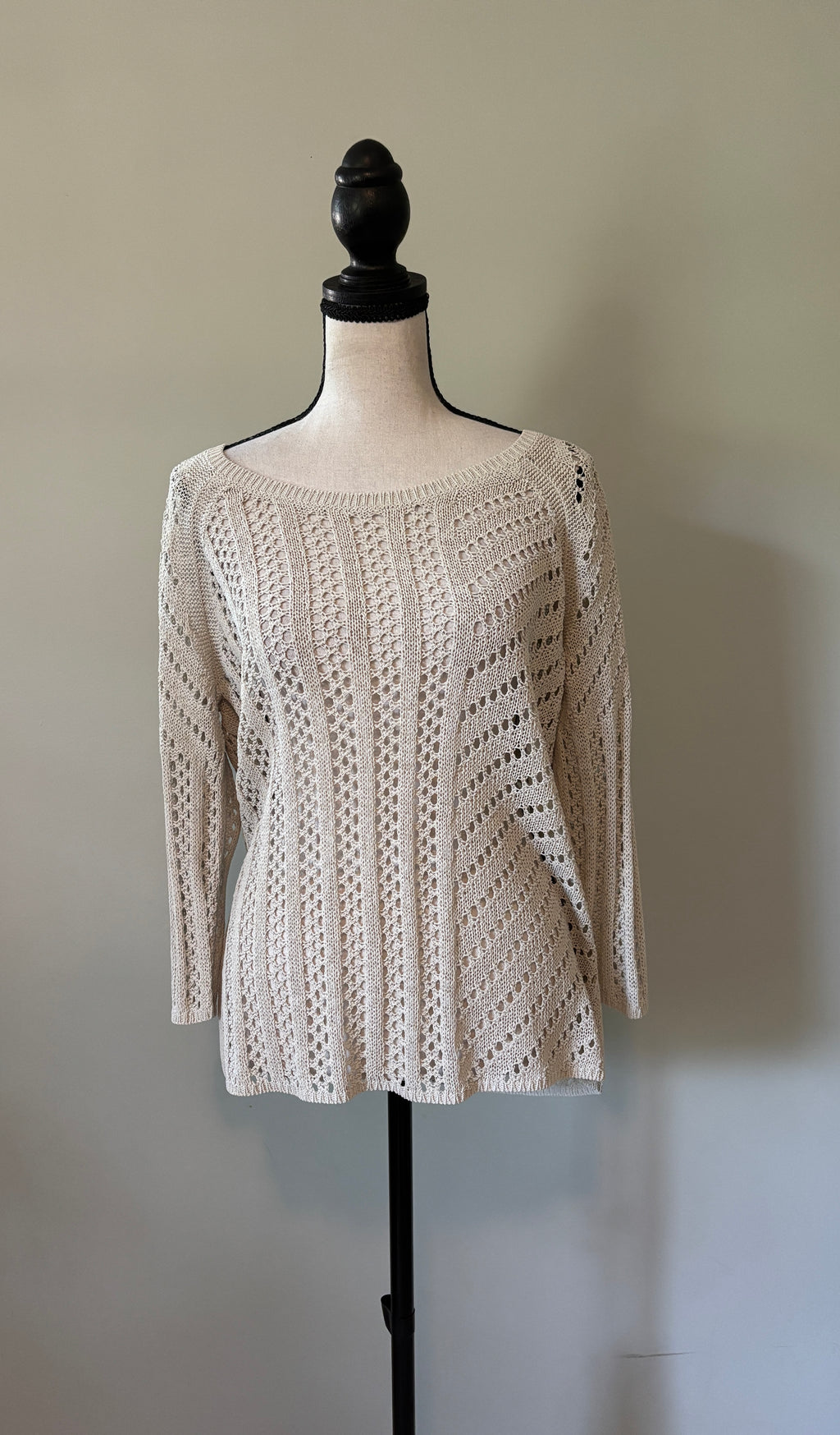Joseph Ribkoff Open-Knit Crochet Sweater — Like New — M