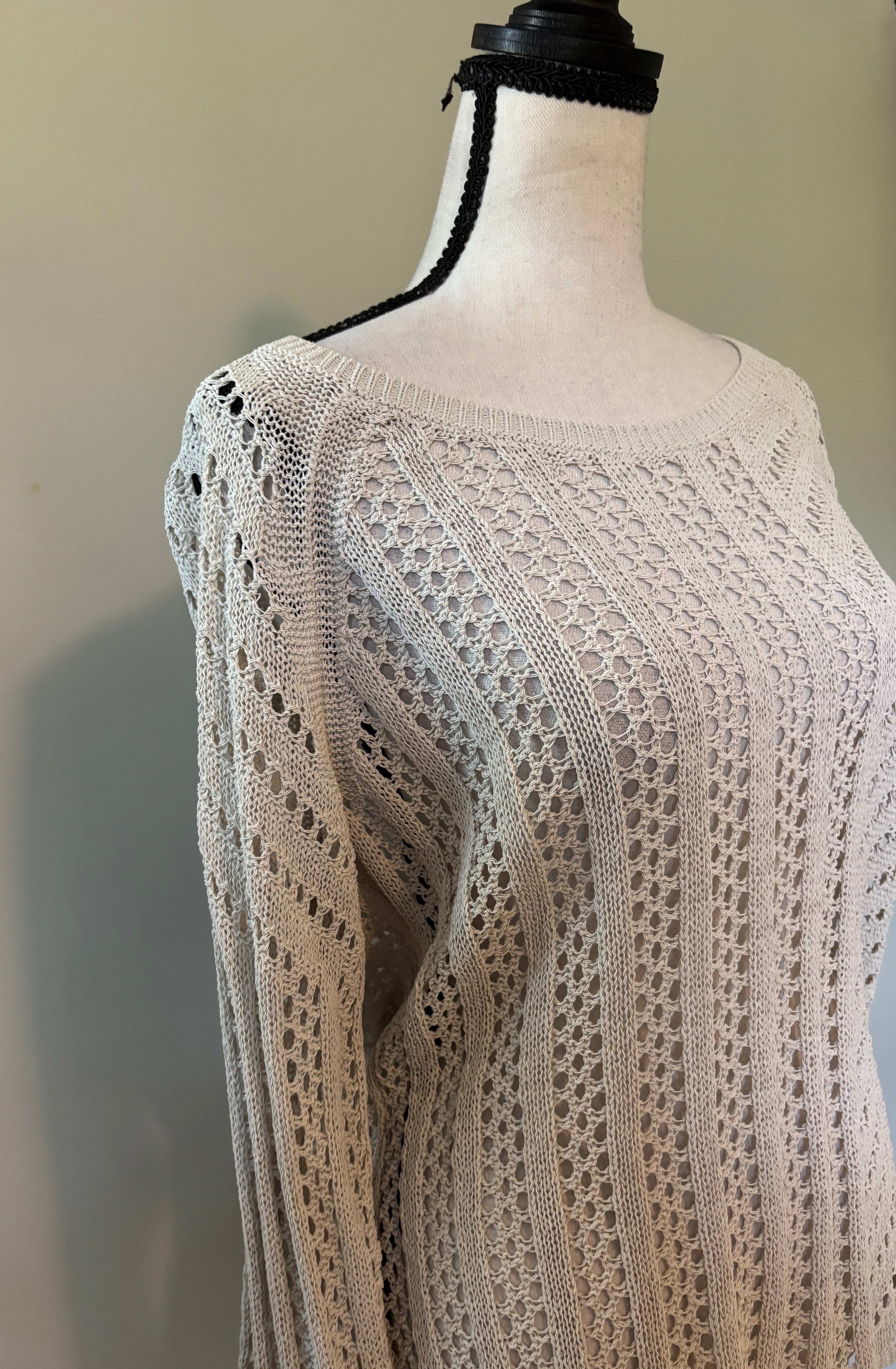 Joseph Ribkoff Open-Knit Crochet Sweater — Like New — M
