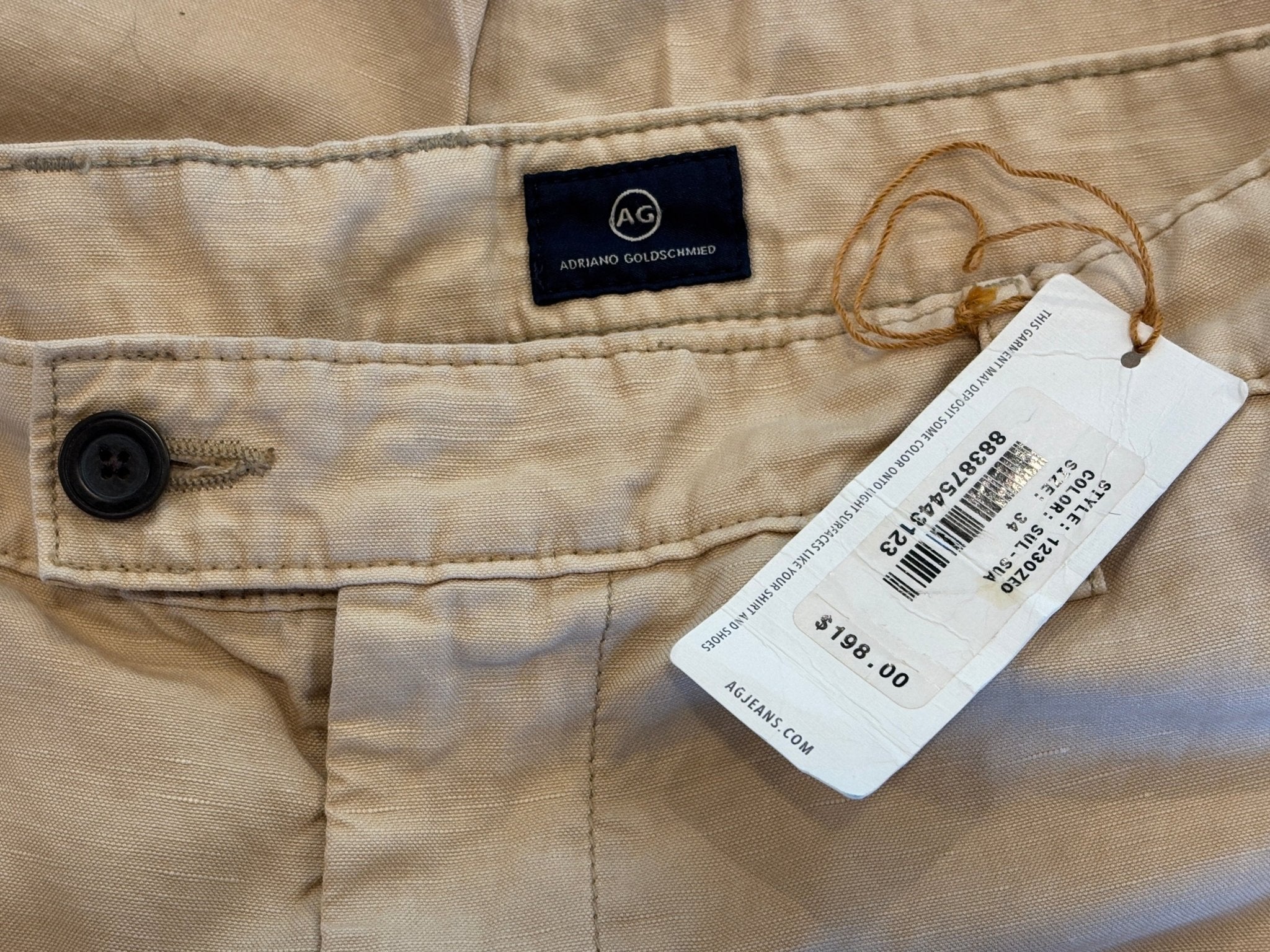 AG Adriano Goldschmied The Marshall Slim Trouser | Wheat | Size 34R | New with Tags - Sassy and Chic