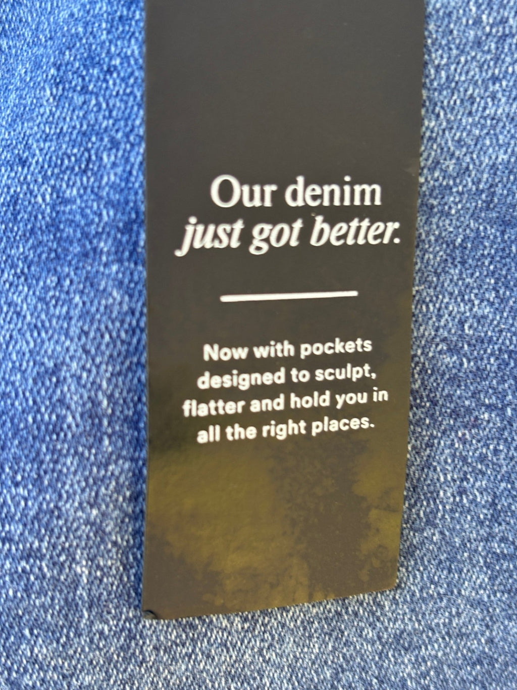 Ann Taylor brand hang tag showing size 16 on Kick Crop high rise medium wash jeans, NWT