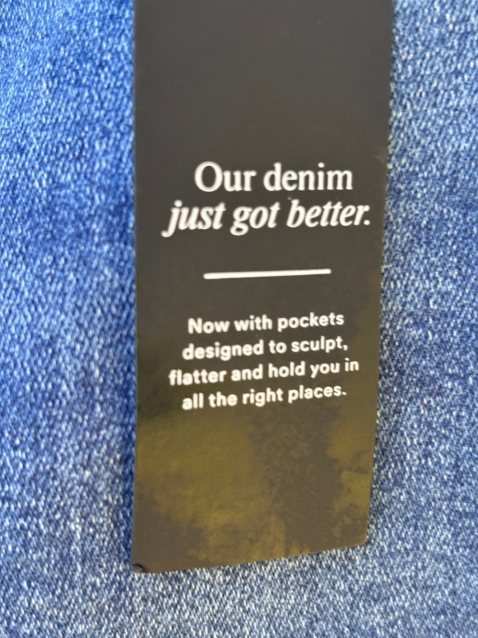 Ann Taylor brand hang tag showing size 16 on Kick Crop high rise medium wash jeans, NWT