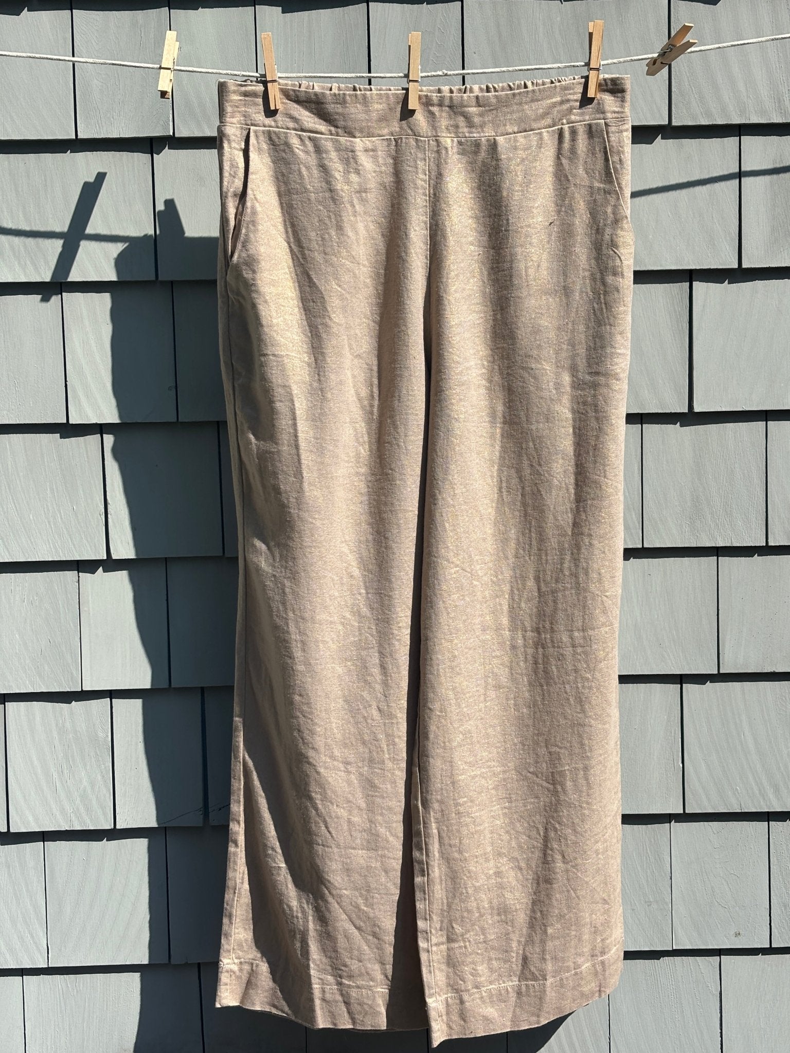 Boho thrifted pants Joie natural linen wide leg pants front view size large NWT