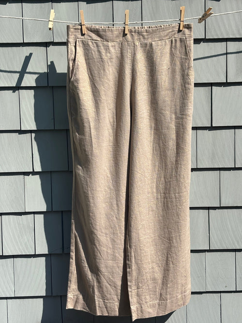 Boho thrifted pants Joie natural linen wide leg pants front view size large NWT