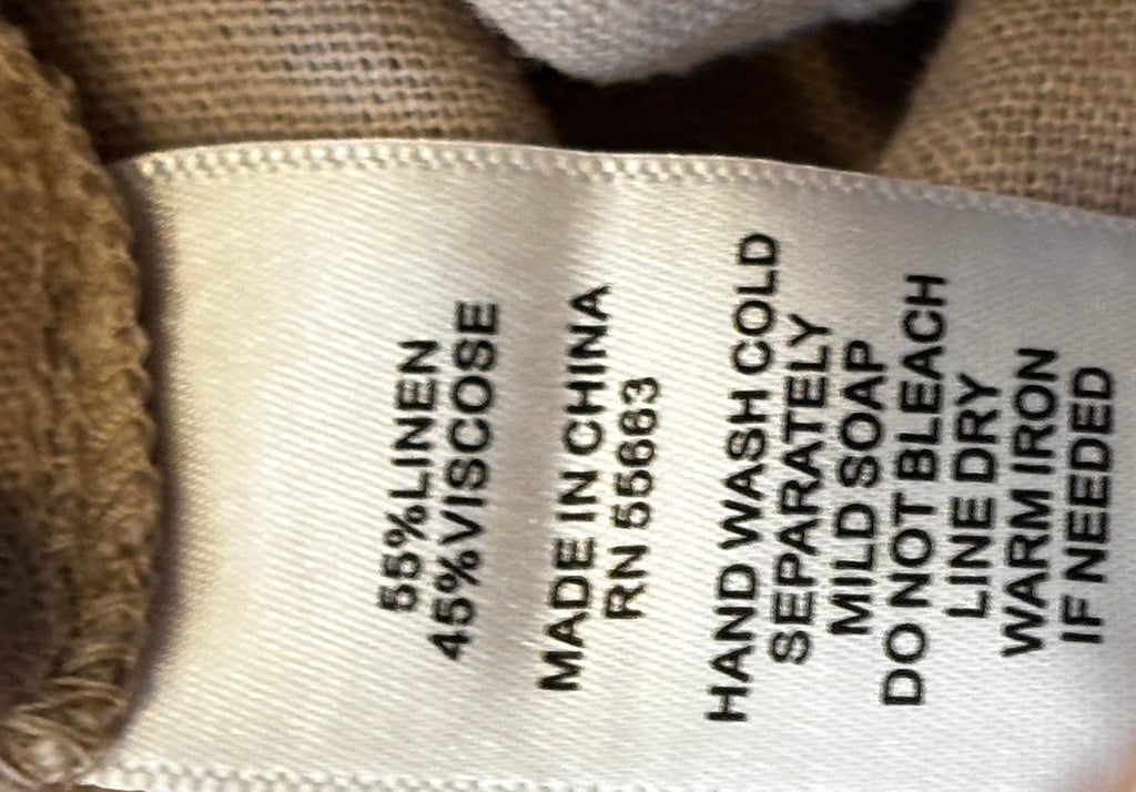 Joie linen pants care label 55% linen 45% viscose hand wash cold