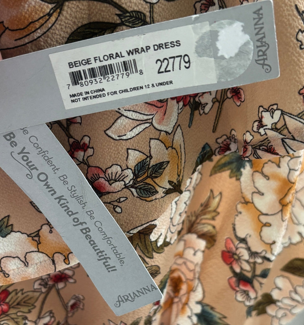Arianna by Howard's brand tag beige floral wrap dress NWT boutique find