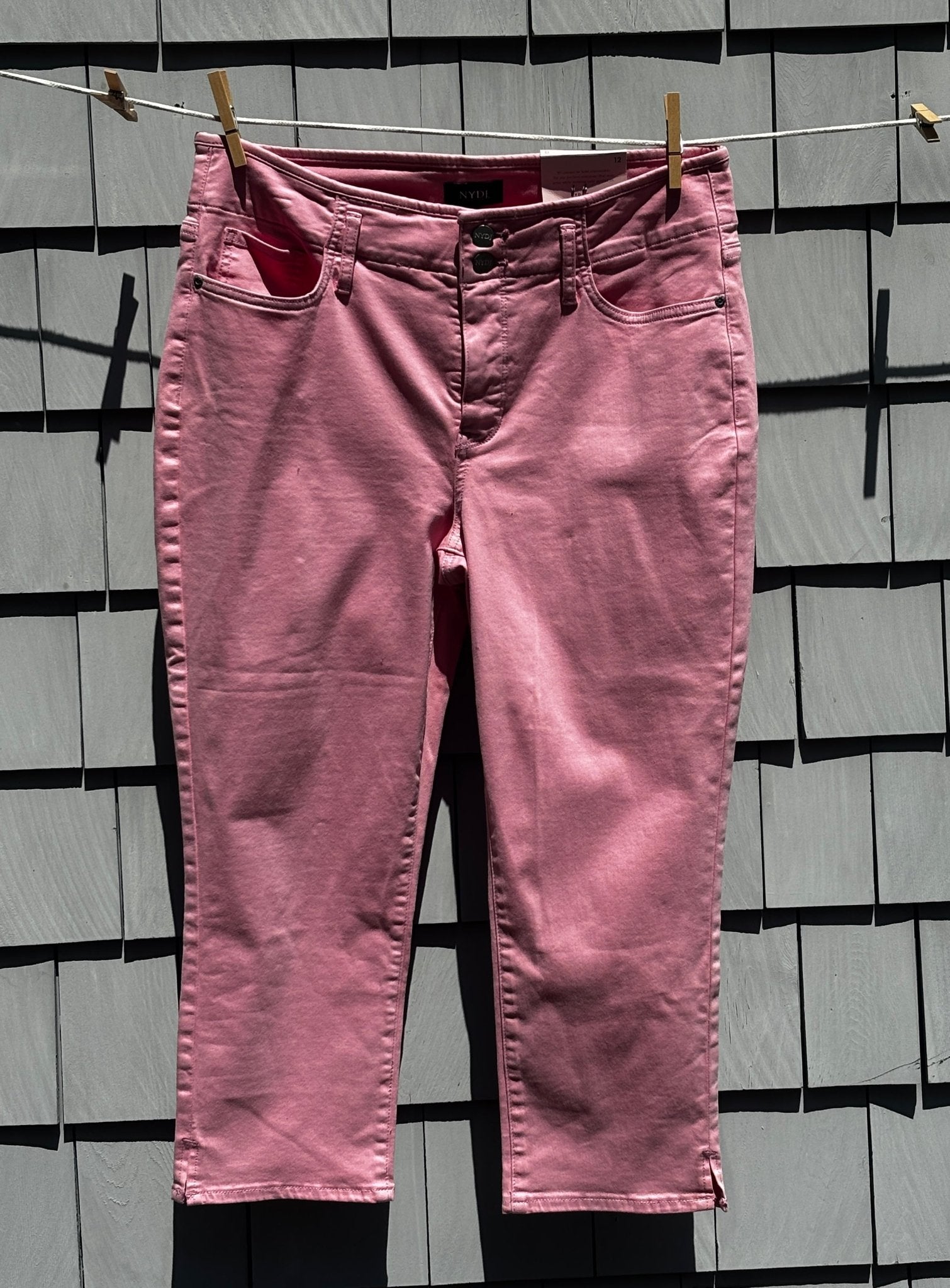 Boutique fresh jeans NYDJ dusty rose crop jeans front view size 12 NWT