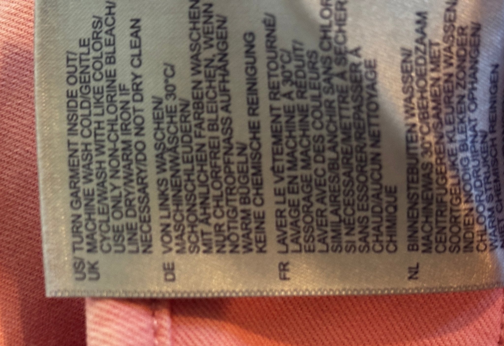 NYDJ boutique fresh jeans care label machine wash cold inside out
