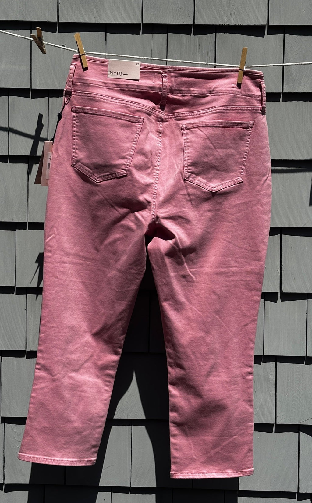 Boutique fresh jeans NYDJ dusty rose crop jeans back view size 12 NWT