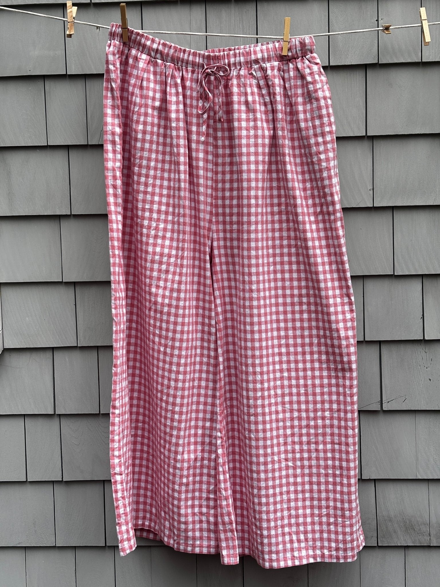 Brand new pink gingham pants The Lullaby Club wide leg pants front view size XXL NWT